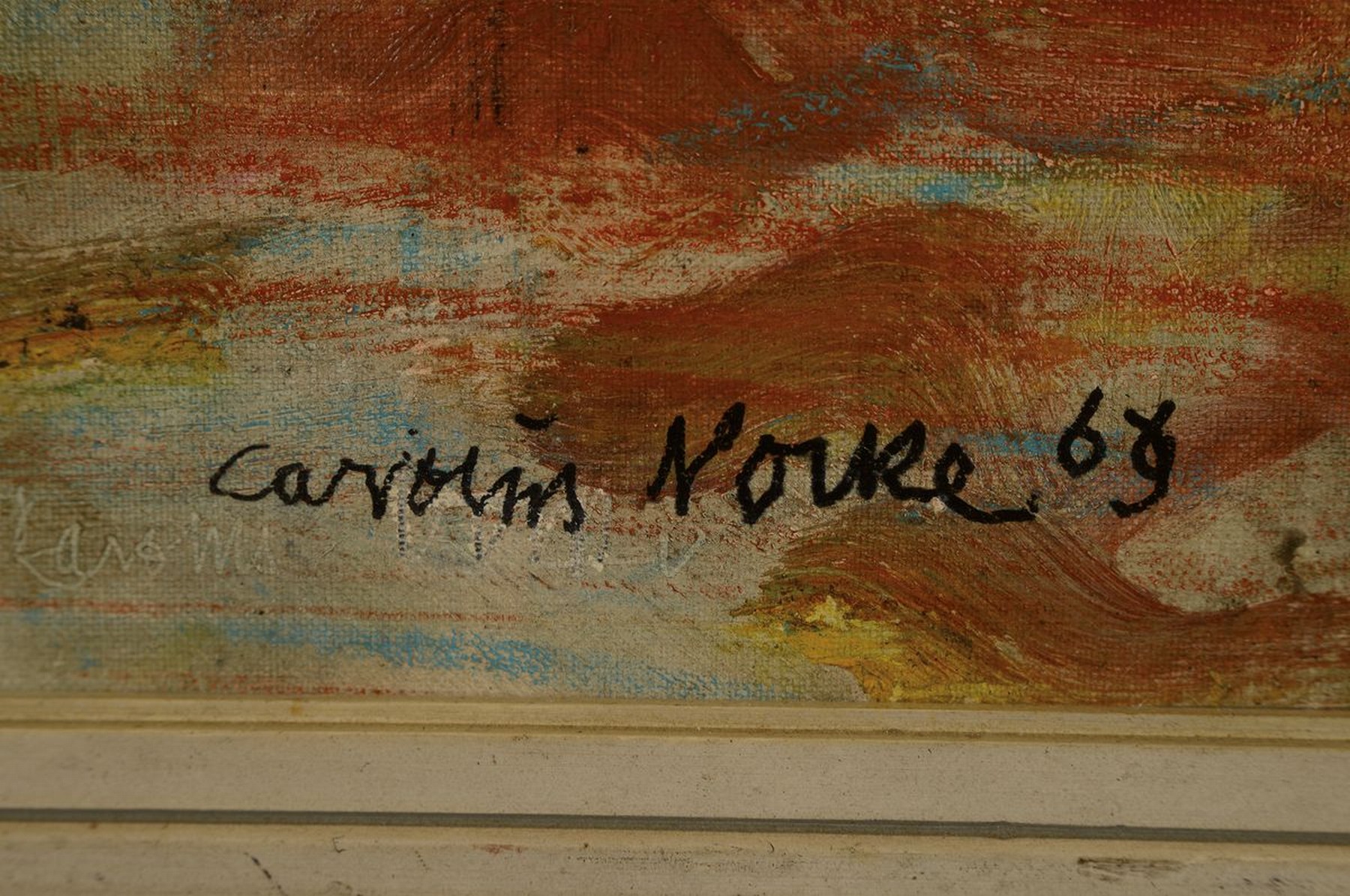Detail a: Carolus Vocke, 1899 Heilbronn-1979 Mannheim, Studium an den Akademien Stuttgart und Karlsruhe, herbstliches Blumenstillleben, l/Lwd/Holz, links unten ...
