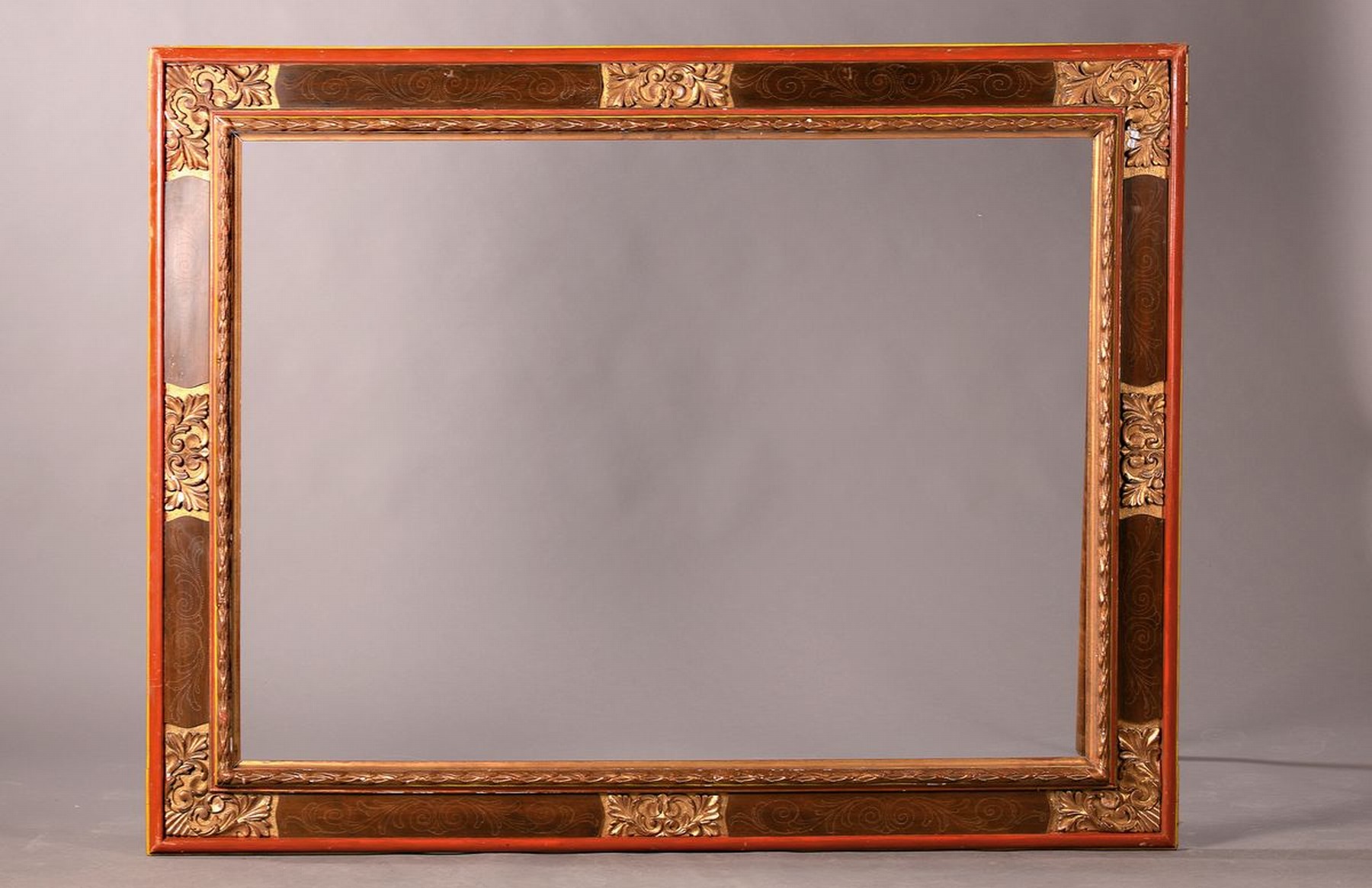 Detail k: Renaissancestil-Rahmen, um 1880/90, z.T. goldfarbig gefasst, im Zeitstil 1520/60, Rahmen z.T. best., ca. Außenmaße 150x115.5 cm, Innenmaße ...