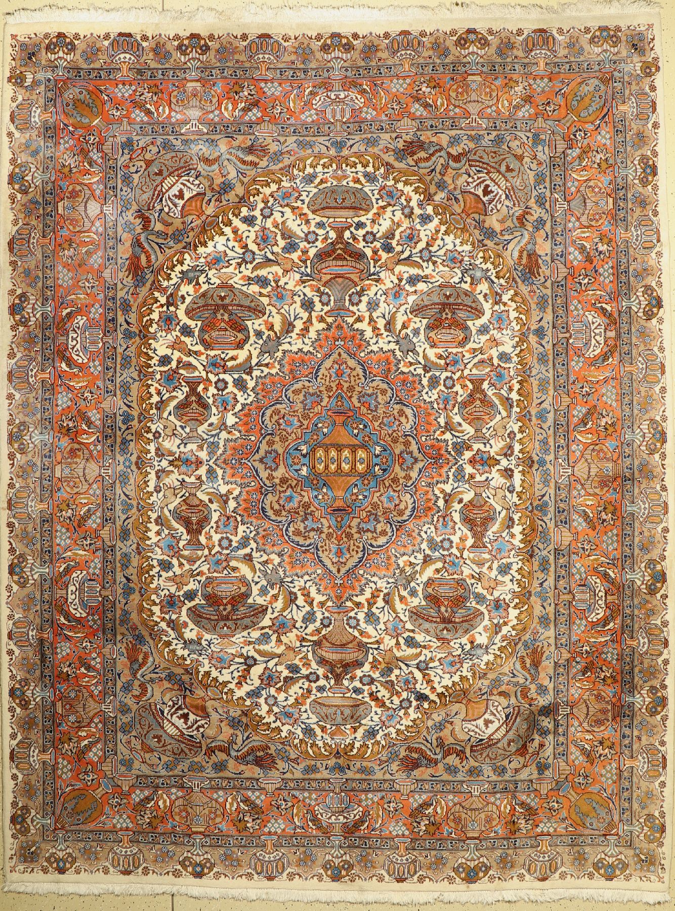 Kaschmar alt, Persien, ca. 50 Jahre, Wolle auf Baumwolle, ca. 335 x 250 cm, Reinigungsbedürftig, EHZ: 2