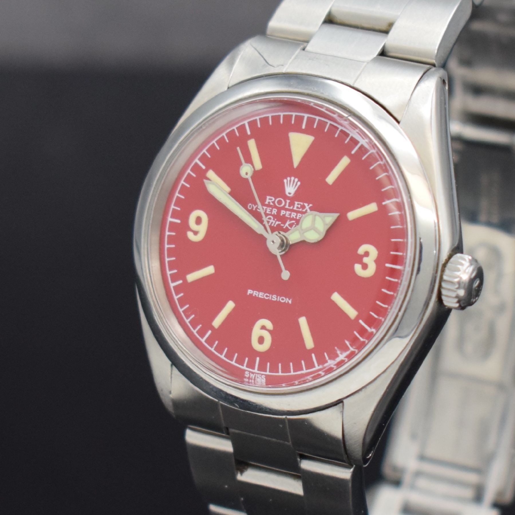 Detail a: ROLEX Herrenarmbanduhr Oyster Perpetual Air- King Precision, Automatik, Ref. 5500/1002, Schweiz um 1973, Edelstahlgeh. inkl. Oysterband Ref. 78350 ...