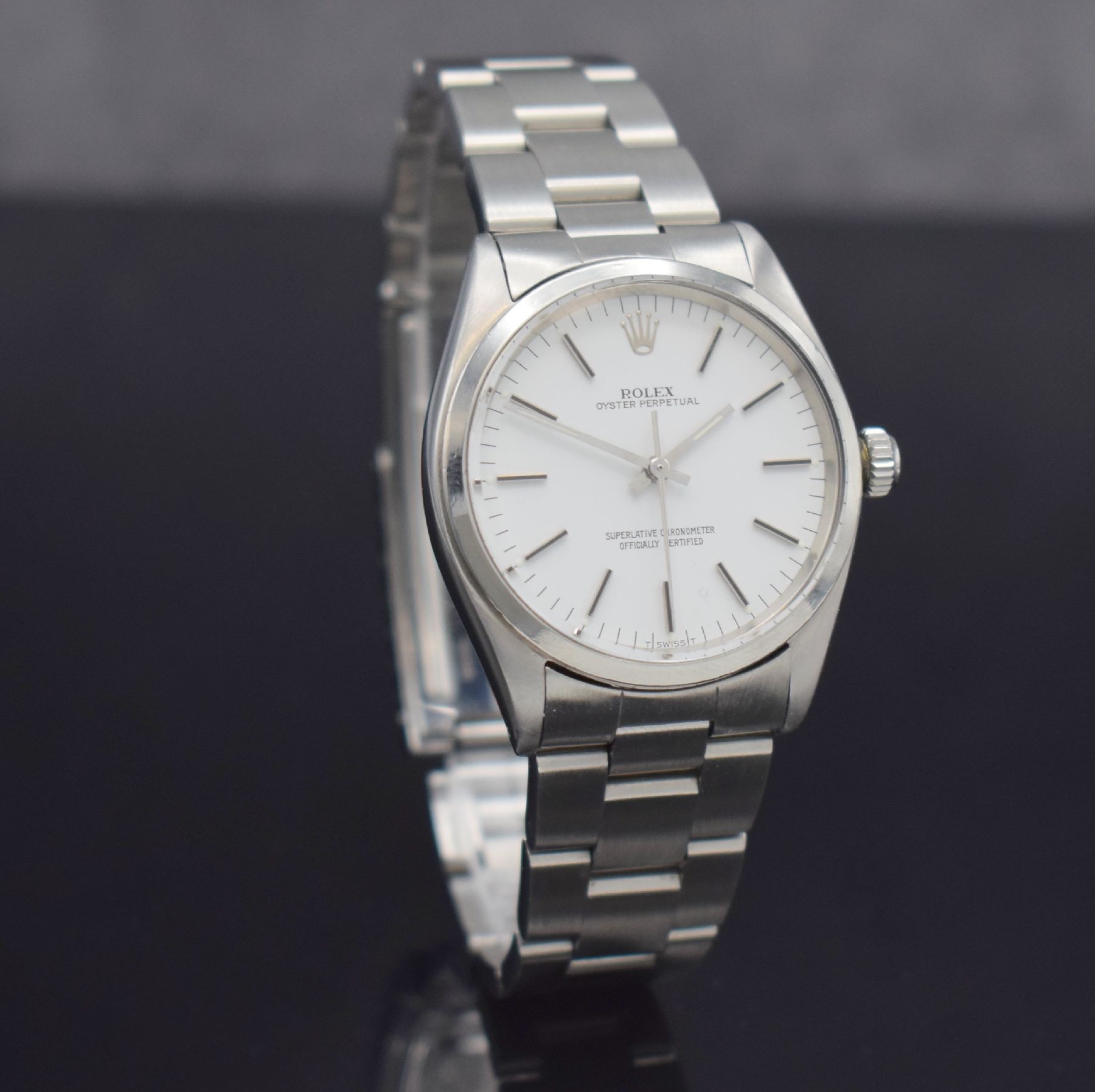 Detail d: ROLEX Oyster Perpetual Superlative Chronometer Herrenarmbanduhr in Edelstahl, Automatik, Schweiz III. Quartal 1960 lt. Bodenstempel, Ref. 1002/1003, ...