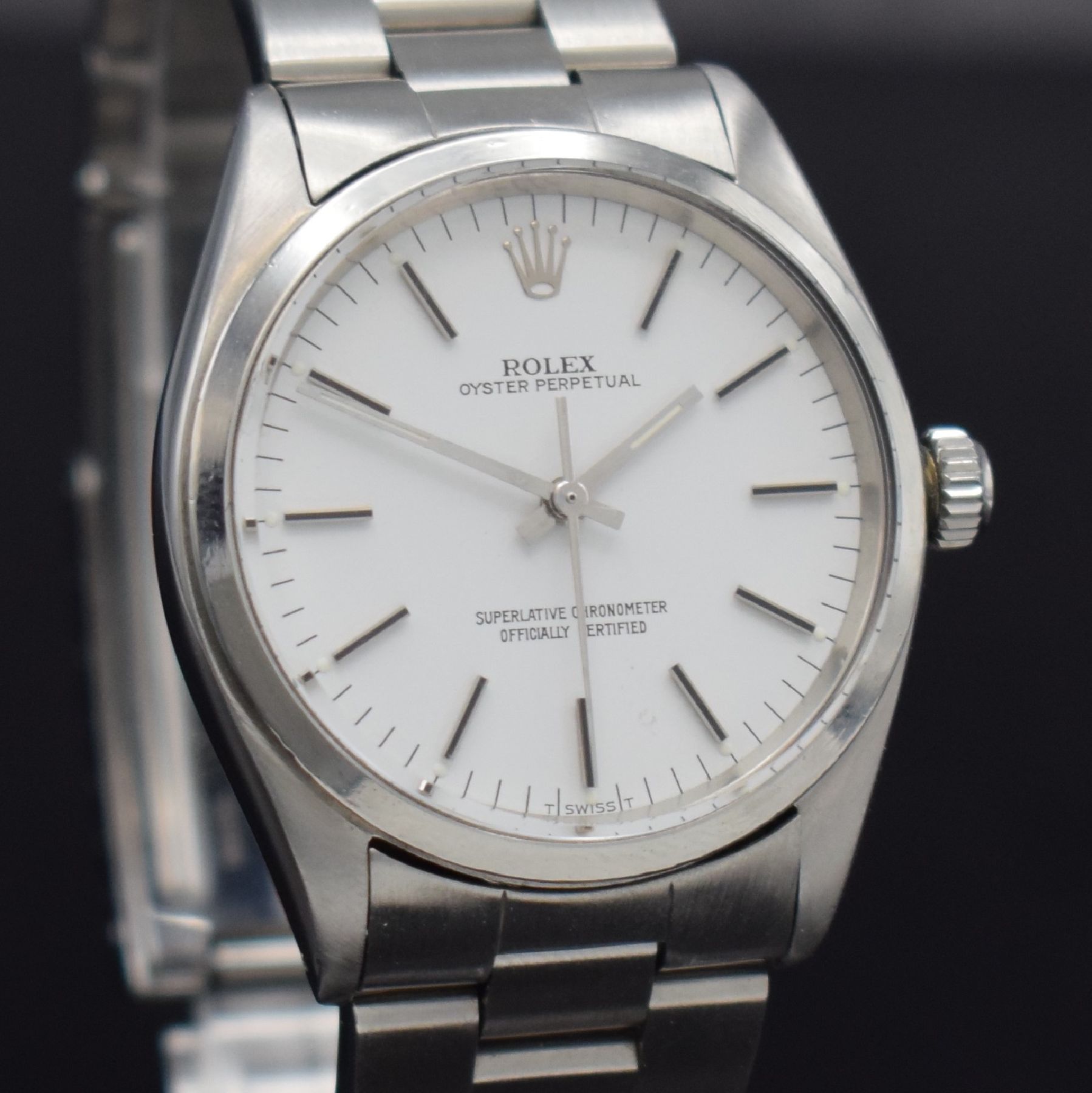 Detail e: ROLEX Oyster Perpetual Superlative Chronometer Herrenarmbanduhr in Edelstahl, Automatik, Schweiz III. Quartal 1960 lt. Bodenstempel, Ref. 1002/1003, ...