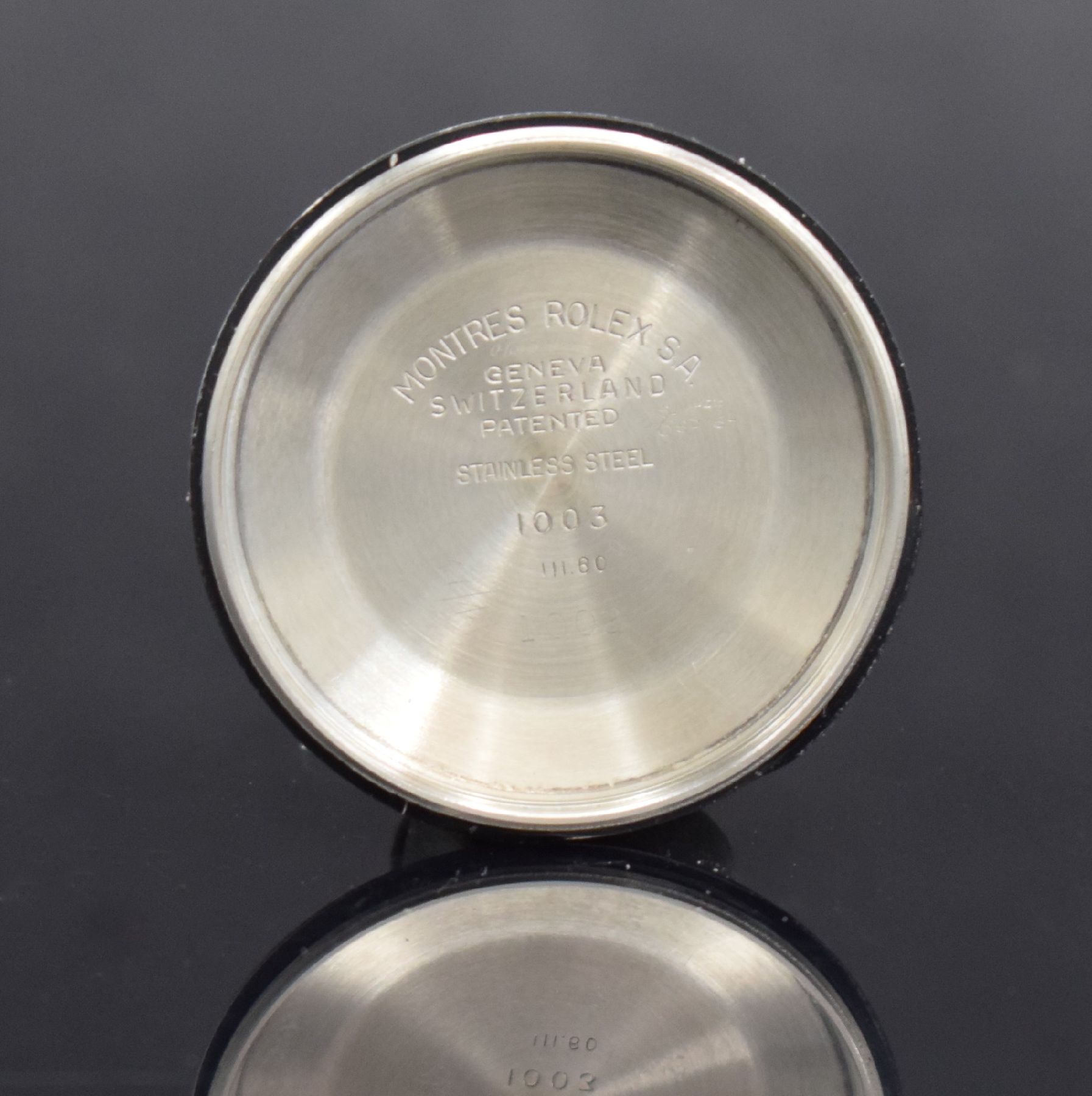 Detail g: ROLEX Oyster Perpetual Superlative Chronometer Herrenarmbanduhr in Edelstahl, Automatik, Schweiz III. Quartal 1960 lt. Bodenstempel, Ref. 1002/1003, ...