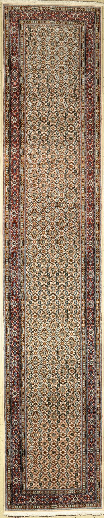 Mud Kork fein, Persien, ca. 40 Jahre, Korkwolle mit Seide, ca. 395 x 78 cm, EHZ: 2