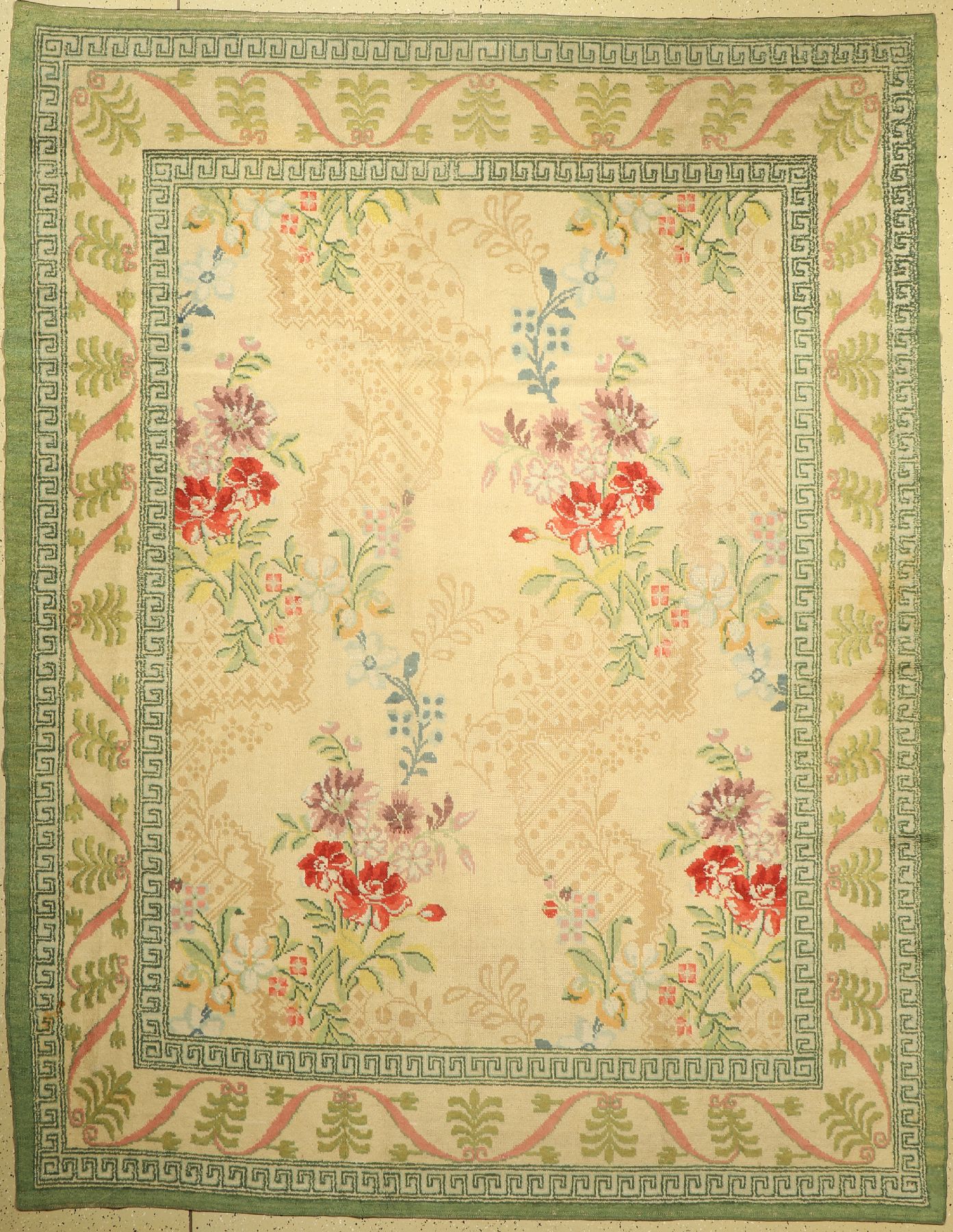 Madrid Wollteppich alt, Spanien, um 1920, Wolle auf Baumwolle, ca. 333 x 258 cm, EHZ: 3