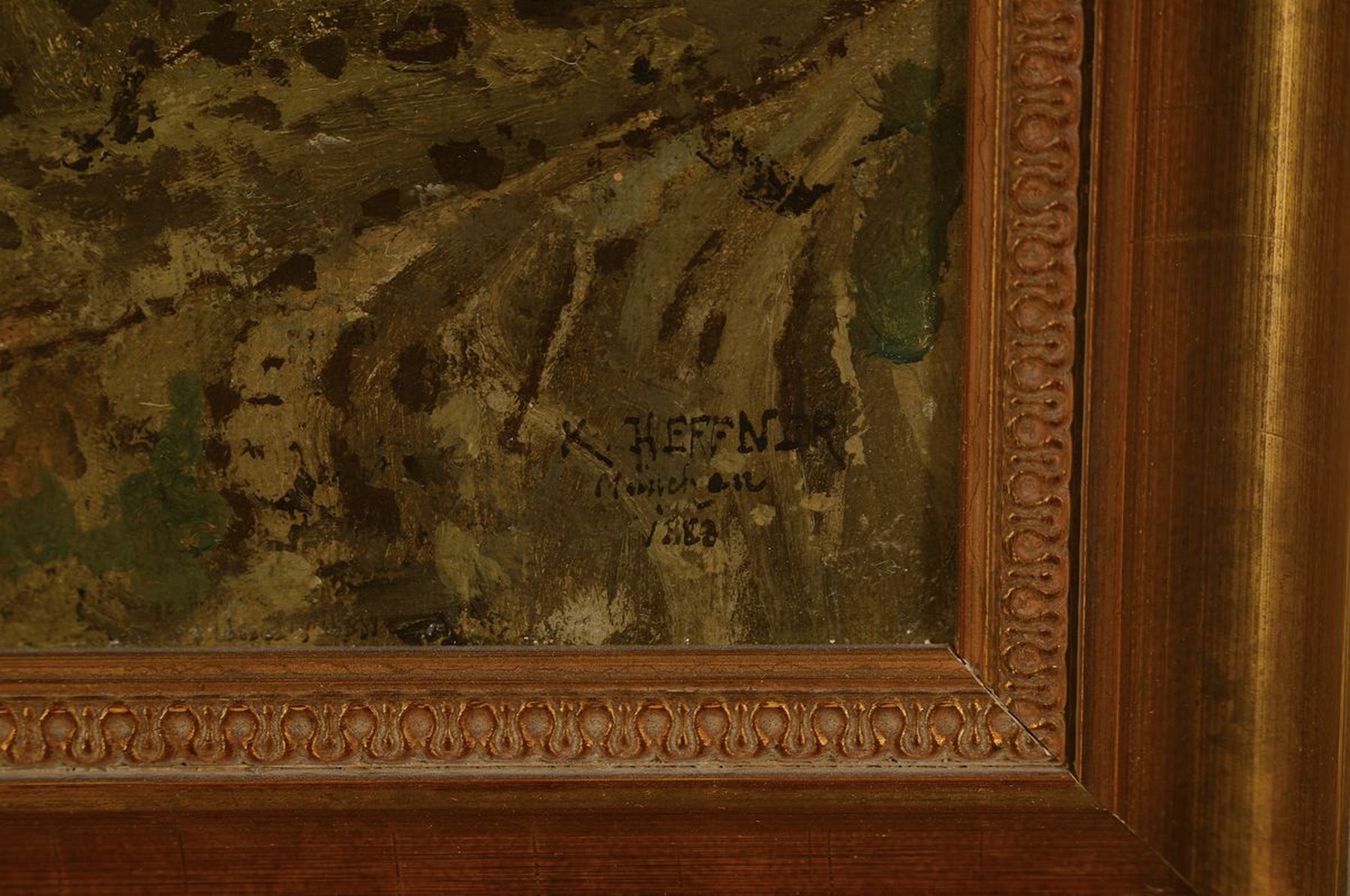 Detail a: Karl Heffner, 1849 Würzburg-1927 Berlin, studierte in München Musik und verkehrte im Lenbach-Kreis, wurde von Adolf Stademann in der Malerei ...
