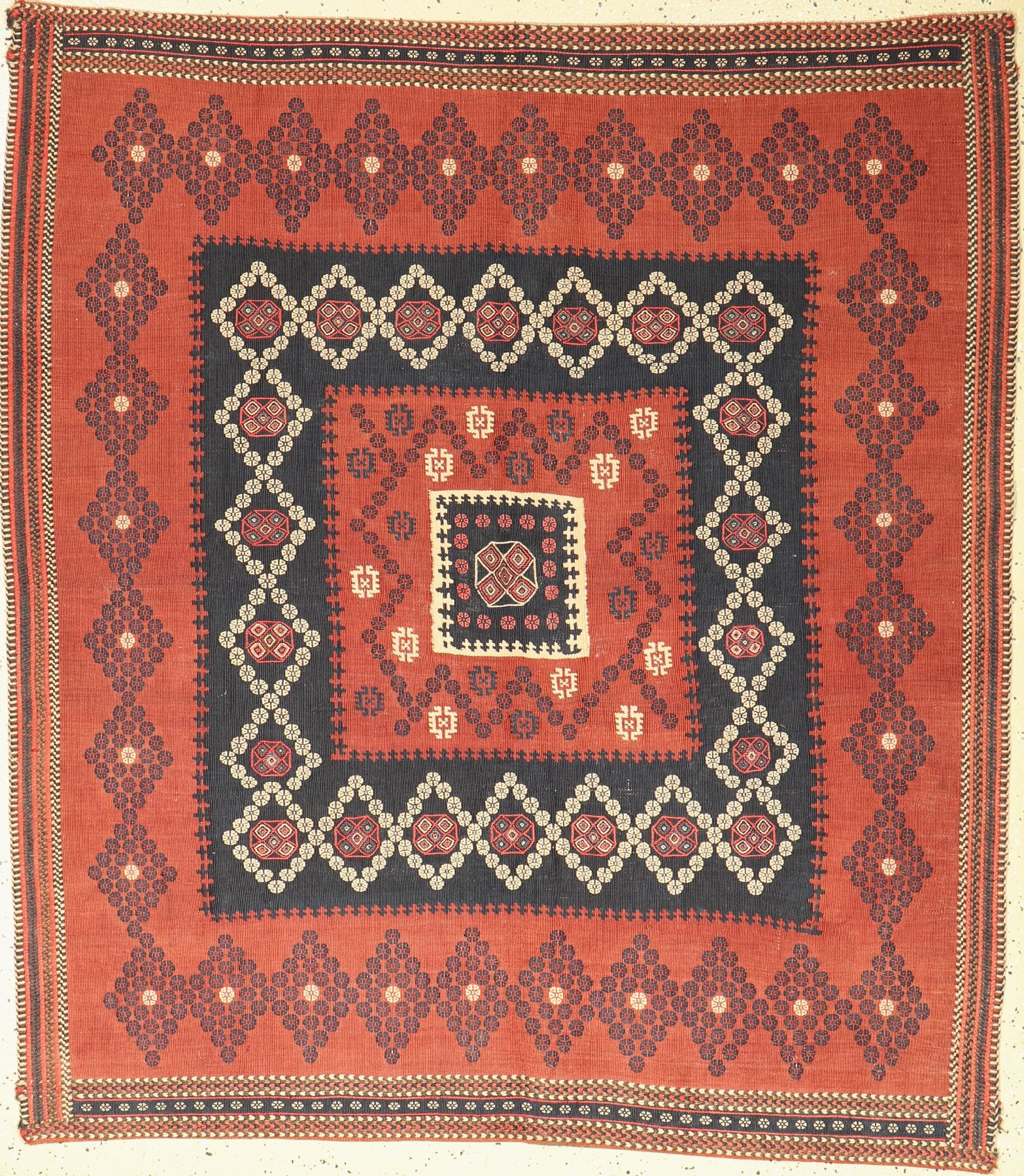 Afschar Sofreh alt, Persien, um 1930, Wolleauf Wolle, ca. 150 x 123 cm, EHZ: 2