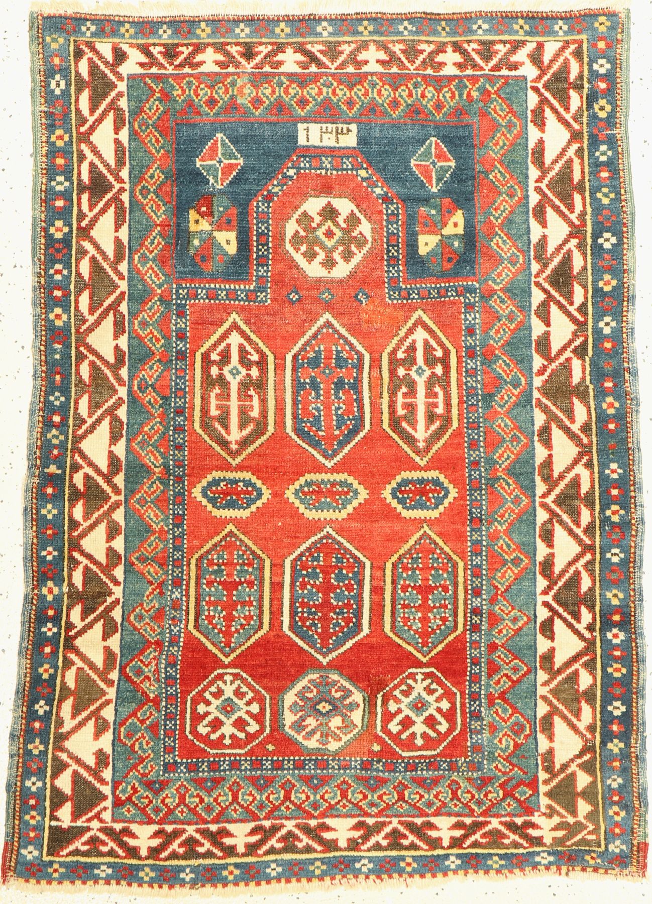 Borchalu Gebetsteppich, Kaukasus, Ende 19 Jhd, Wolle auf Wolle, ca. 123 x 88 cm, EHZ: 4