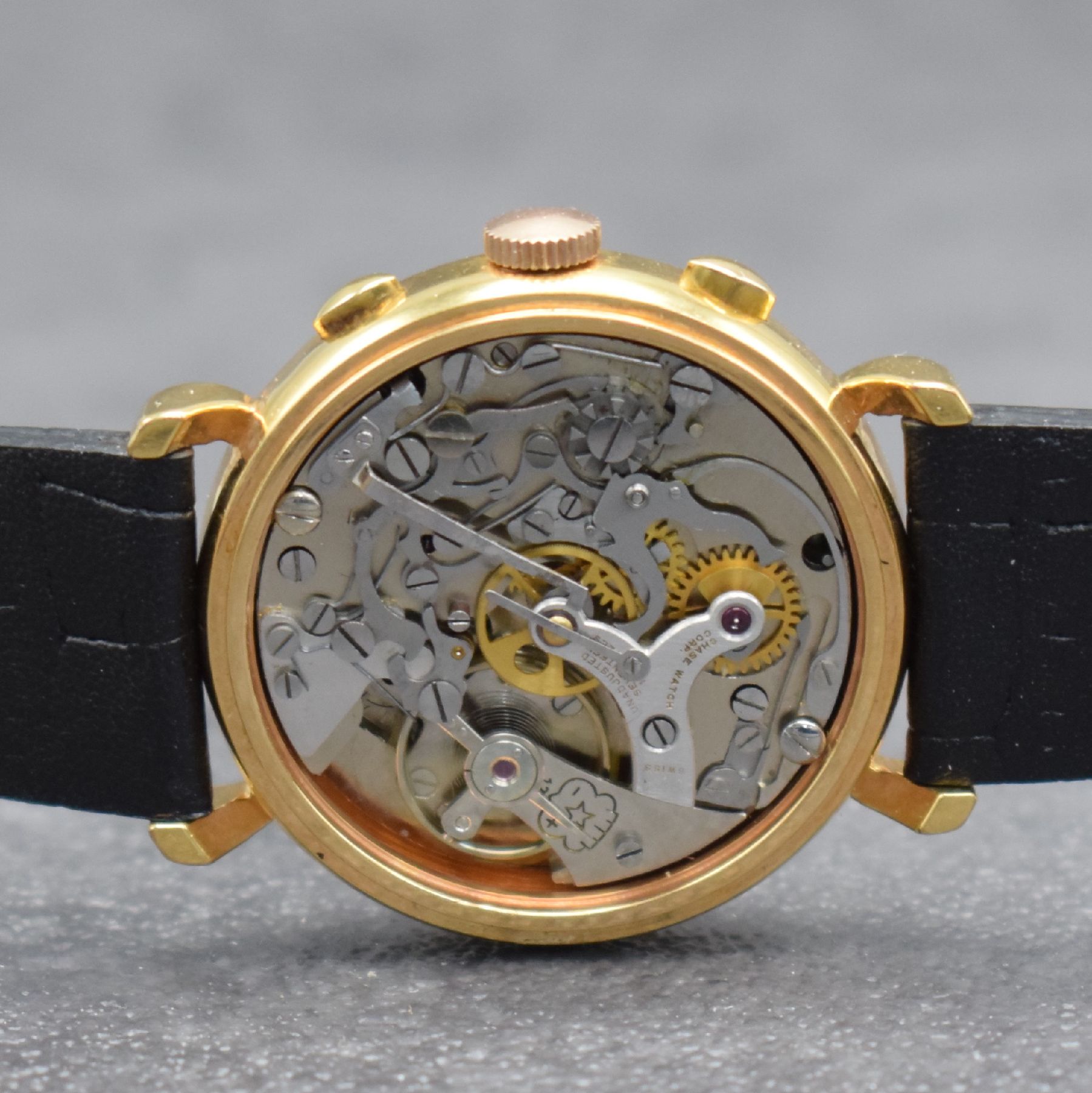 Detail e: DUBEY & SCHALDENBRAND Schaltradchronograph Index-Mobile mit Semi-Rattrapante, Schweiz um 1990, Handaufzug, verg. Gehäuse, vers. Zifferbl. m. arab. ...