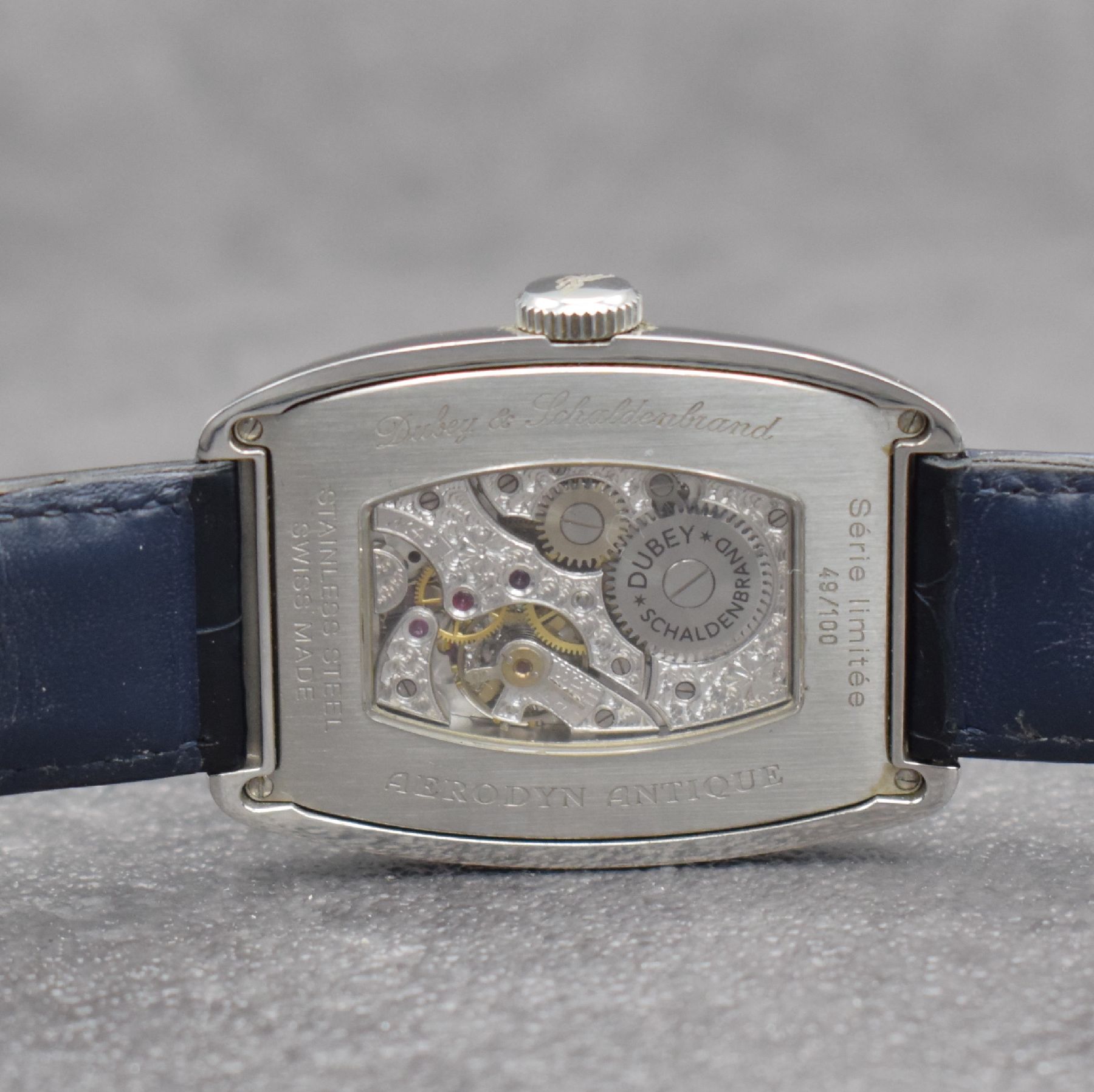 Detail f: DUBEY & SCHALDENBRAND seltene Herrenarmbanduhr Modell Aerodyn Antique, Handaufzug, auf 100 Stück lim. Sondermodell in Edelstahl inkl. orig. ...