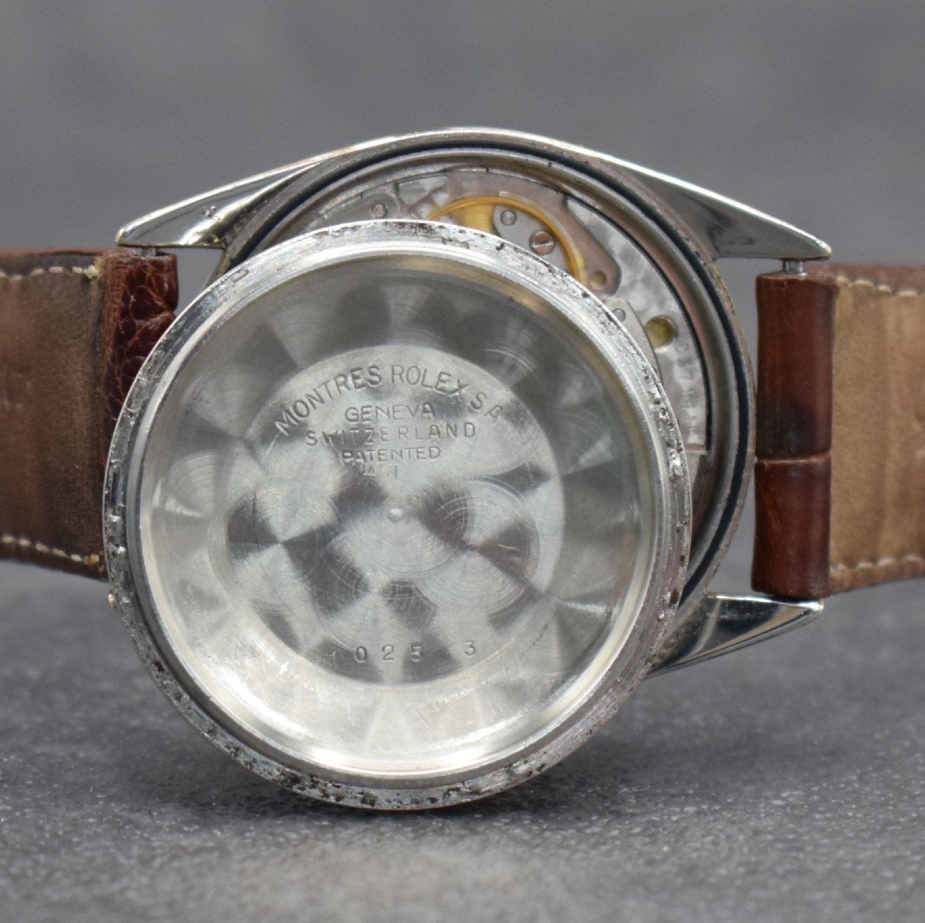 Detail i: ROLEX Oyster Perpetual Herrenarmbanduhr, Schweiz um 1965, Ref. 1025, Automatik, verschr. Stahlgeh. m. Goldkappe, Stahl-Lünette ersetzt, Geh.-Nr. ...