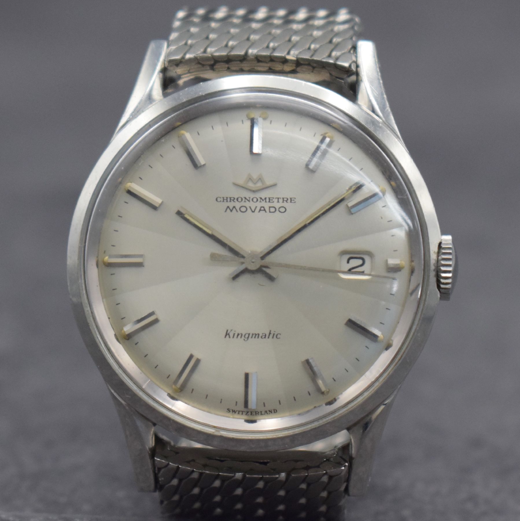 Detail c: MOVADO Kingmatic Chronometer Herrenarmbanduhr in Edelstahl, Schweiz um 1965, Automatik, Sub-Sea Gehäuse m. geschr. Boden, Movado Stahlband m. ...