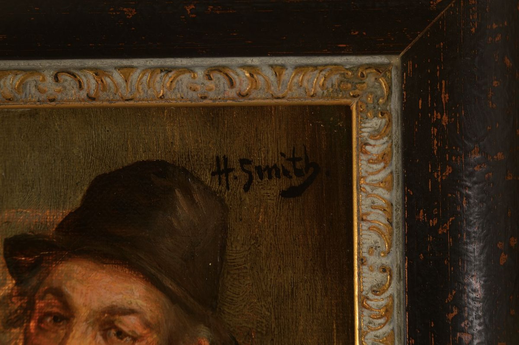 Detail a: Hobbe Smith, 1862-1942, Porträt eines Mannes mit Krug und Glas, Öl/Lwd, rechts oben signiert, ca. 21x16cm, R. ca. 33x27cm