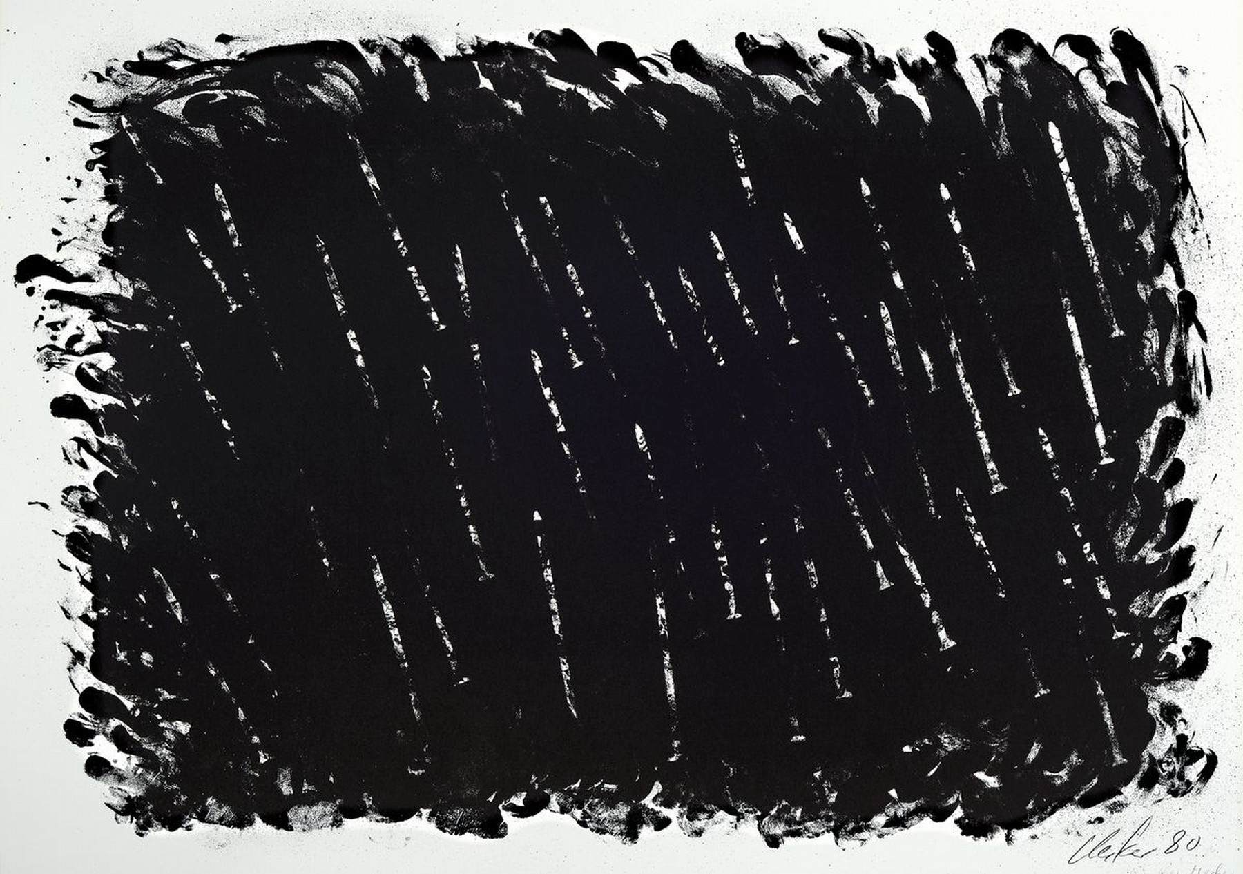 Günther Uecker, geb. 1930, Bewegung, Lithographie von 1980 aus der Reihe Art Zander, handsigniert, ca. 49x66cm