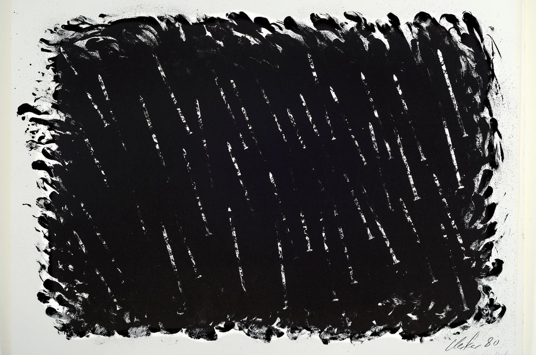 Detail k: Günther Uecker, geb. 1930, Bewegung, Lithographie von 1980 aus der Reihe Art Zander, handsigniert, ca. 49x66cm