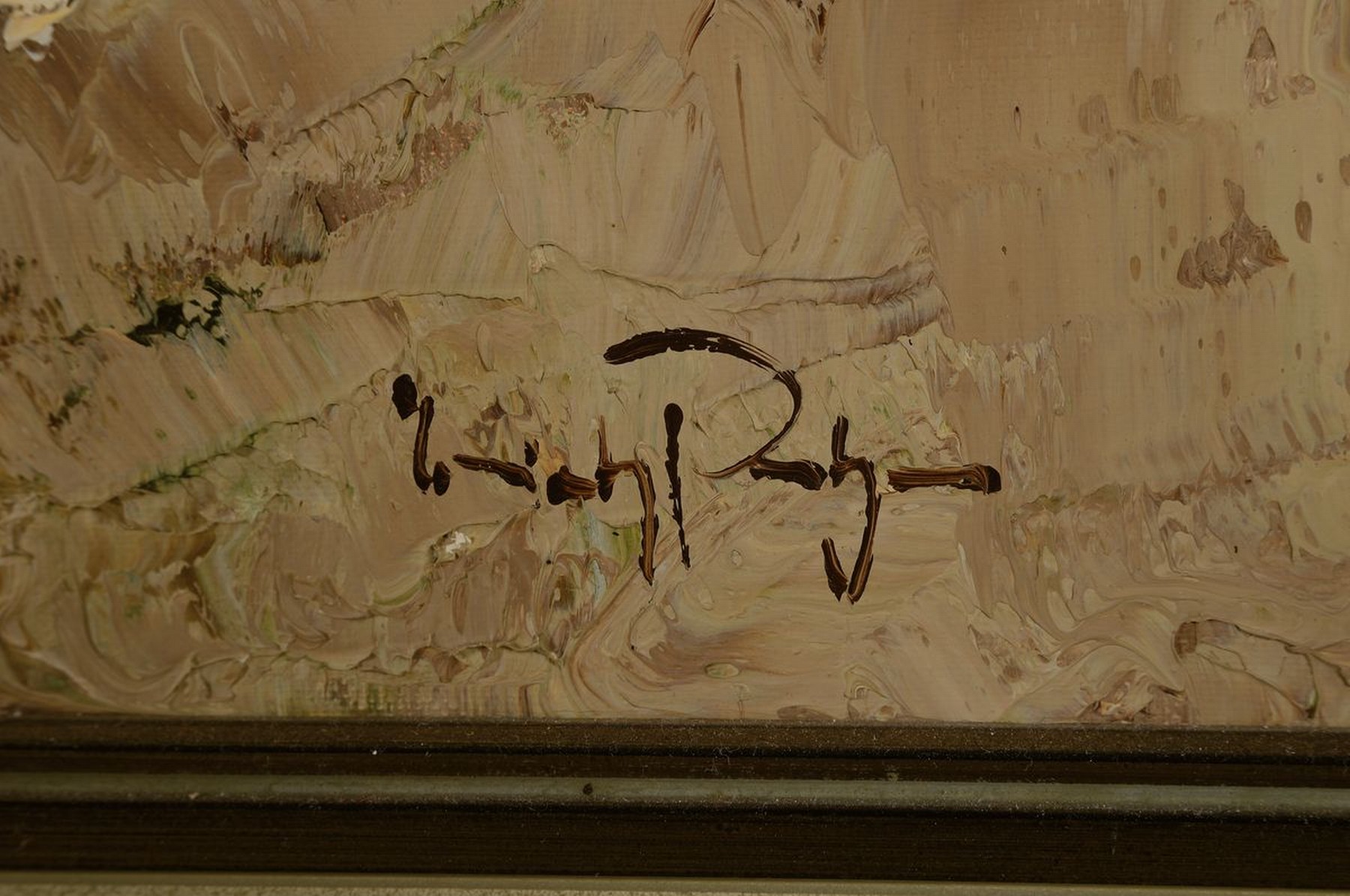 Detail a: Erich Paulsen, geb. 1932, lebt und arbeitet in Berlin und auf Sylt, Vorder- und Rückseite sign., weiter Blick von einer Höhe über reich ...