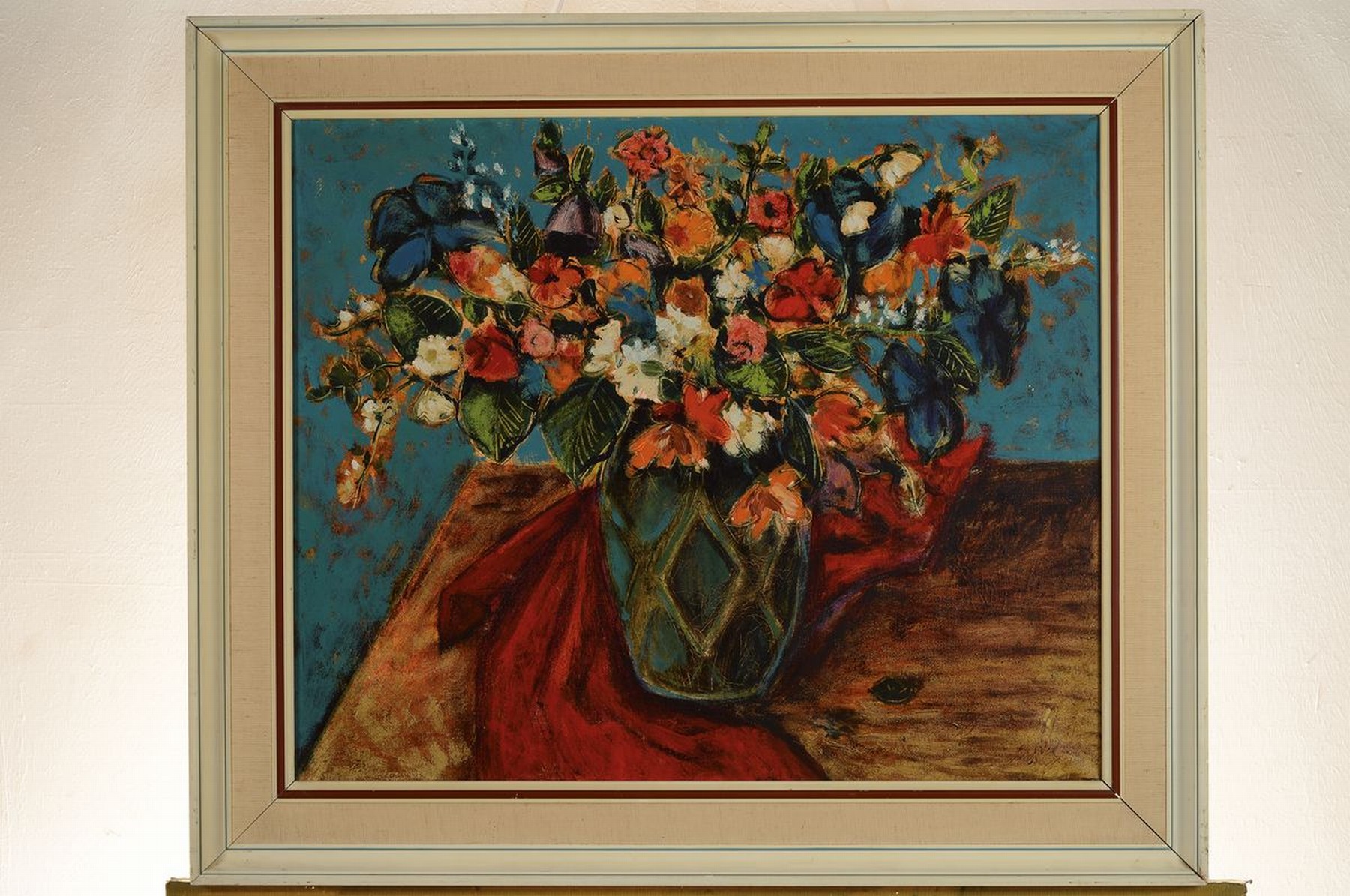 Detail k: Klaus Heinrich Keller, 1938 Godramstein-2018 Rodalben, üppiges Blumenstillleben, Öl/Lwd, rechts unten signiert und dat. 64, ca. 50x60cm, R. ca. ...
