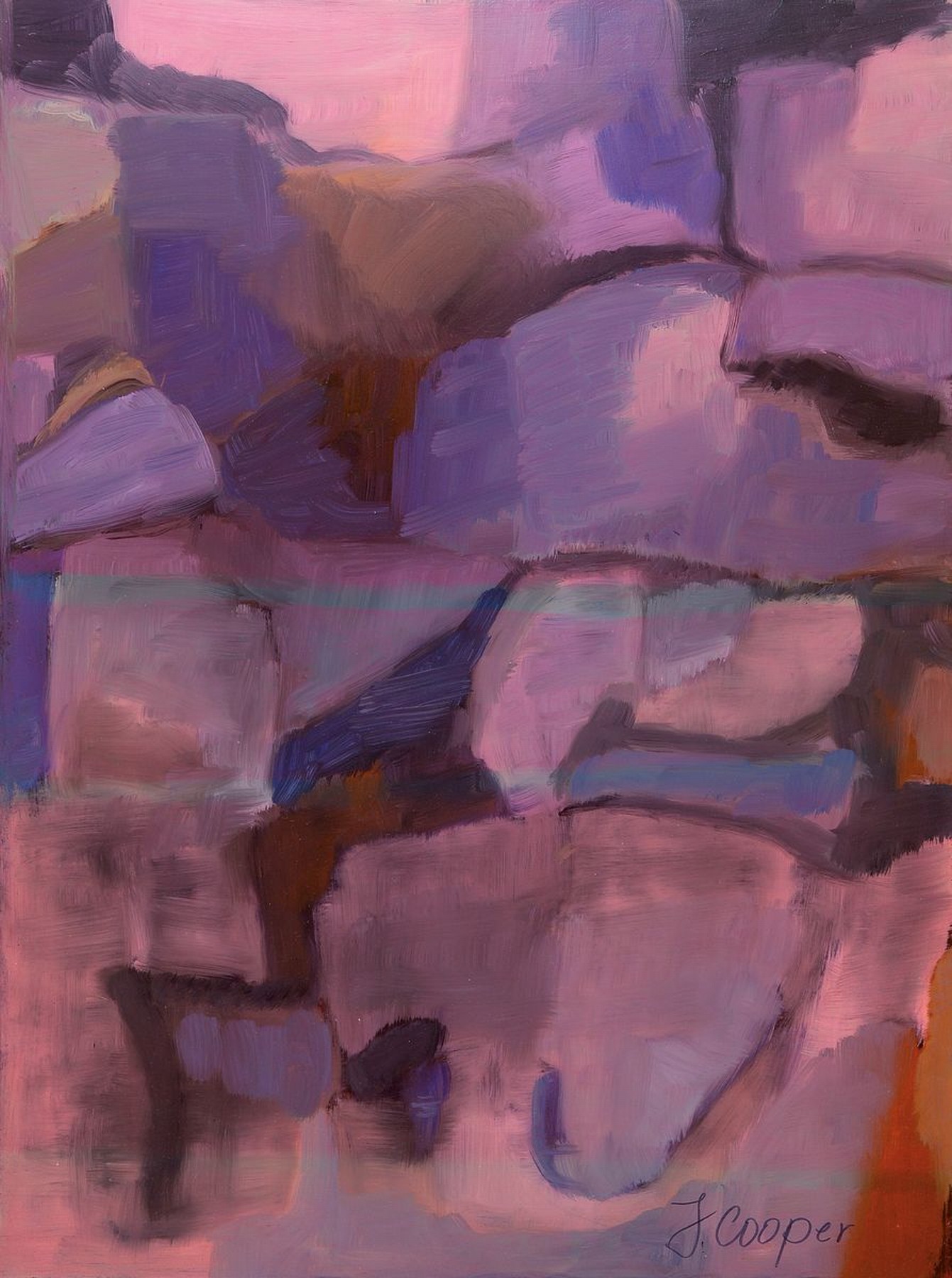 J. Cooper, zeitgenössischer Künstler, Abstrakte Komposition, Öl/Lwd, signiert, ca. 80x60cm