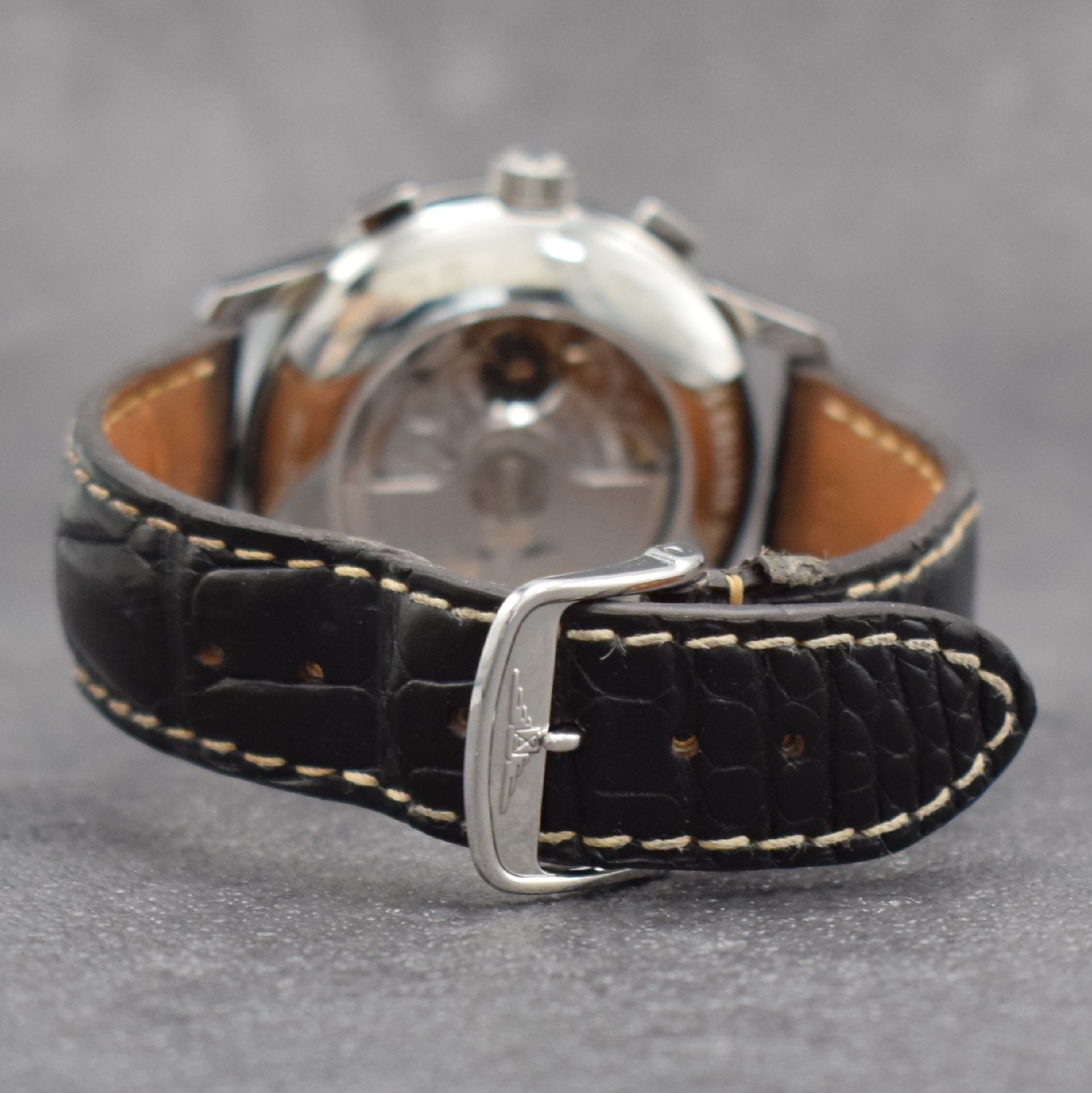 Detail f: LONGINES Herrenarmbanduhr Column-Wheel Chronograph, Automatik, Ref. L27494722, Edelstahlgeh. inkl. orig. Lederband (zu ern.) m. orig. Dornschl., ...