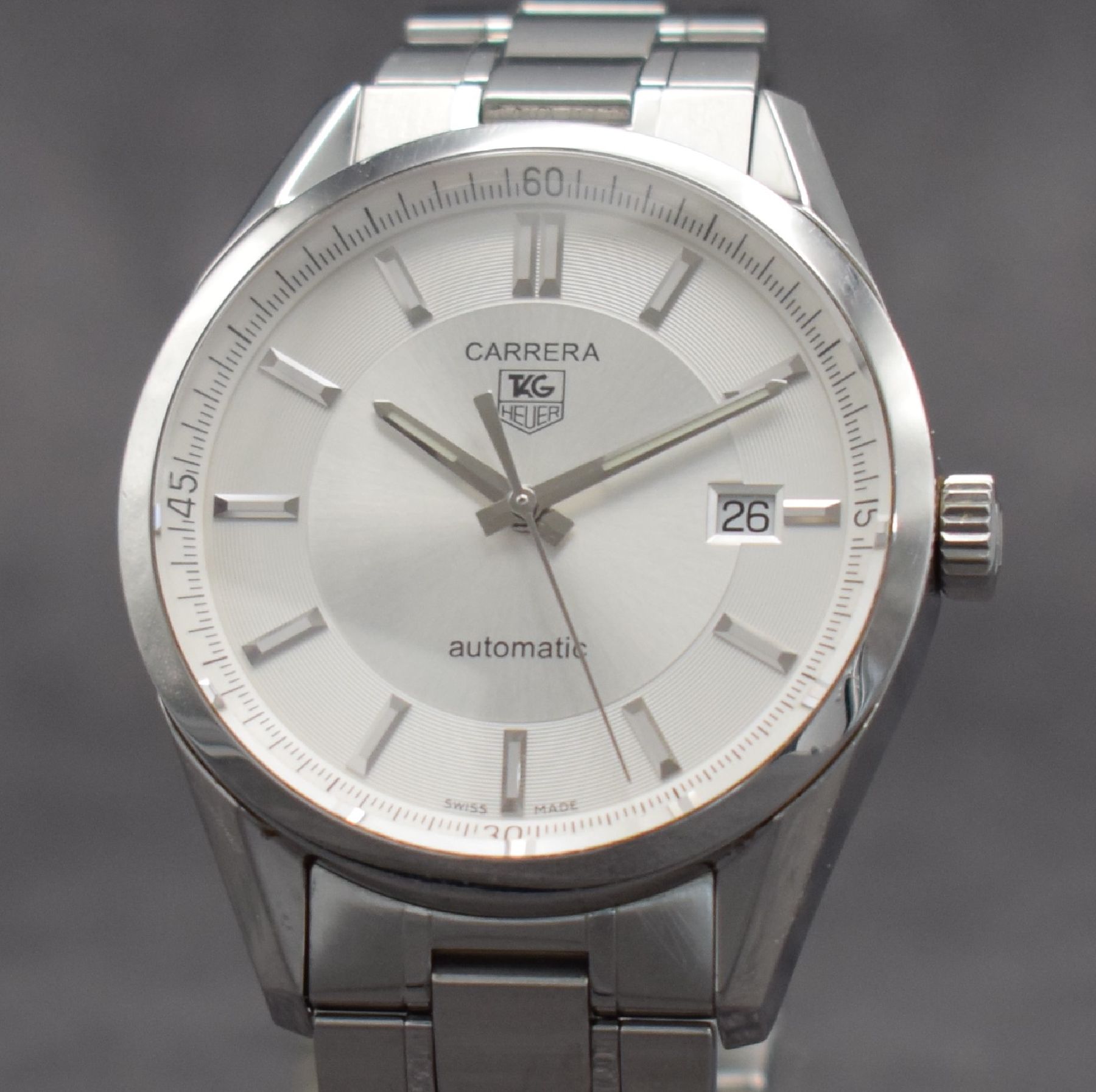 Detail c: TAG HEUER Herrenarmbanduhr Carrera, Automatik, Ref. WV2114, Edelstahlgeh. inkl. Gliederband m. Faltschl., beids. vergl., Boden verschr., silb. ...