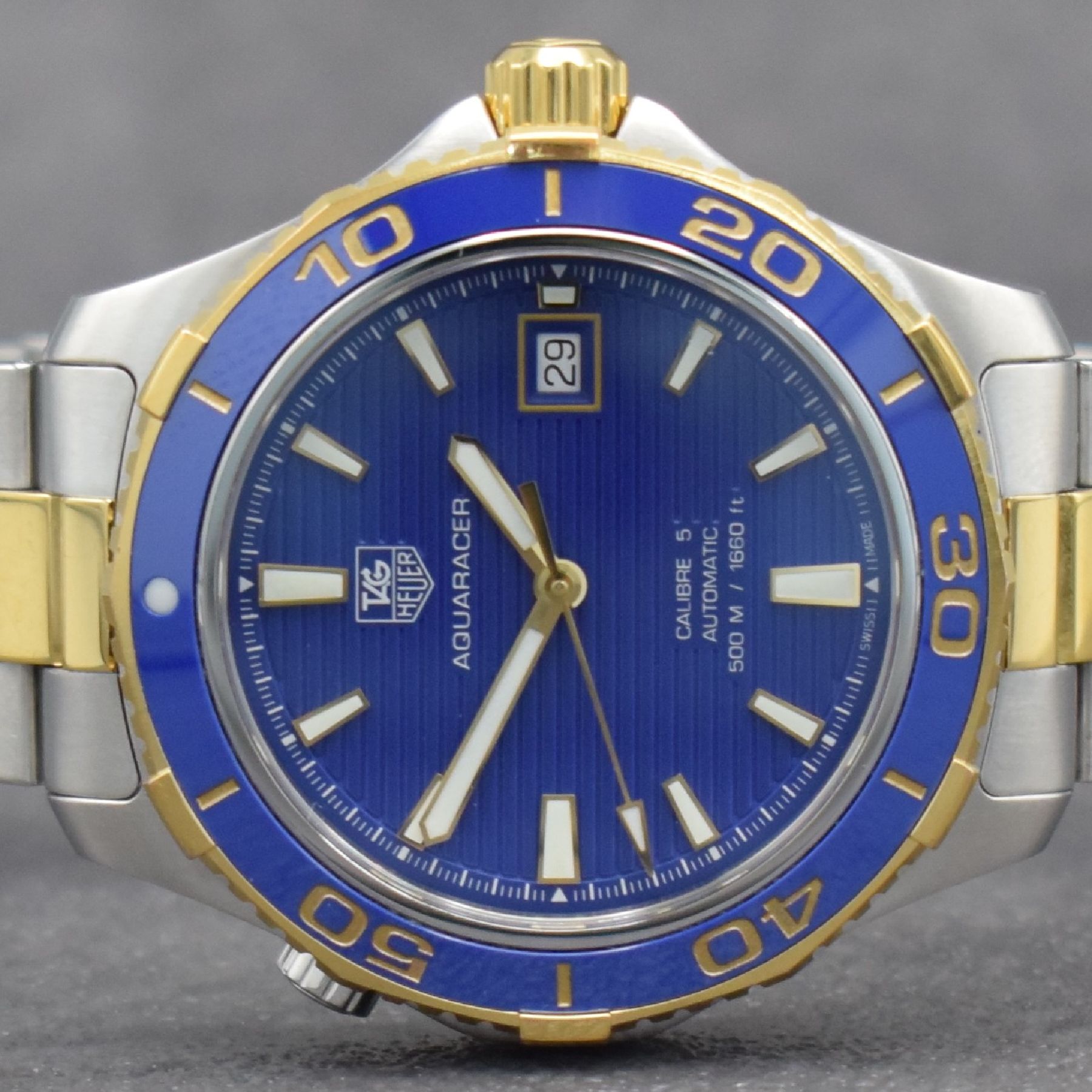 Detail a: TAG HEUER Herrenarmbanduhr Aquaracer Calibre 5, Automatik, Ref. WAK2120, Edelstahlgeh. inkl. Gliederband m. Faltschl. z. T. verg., Boden & Krone ...