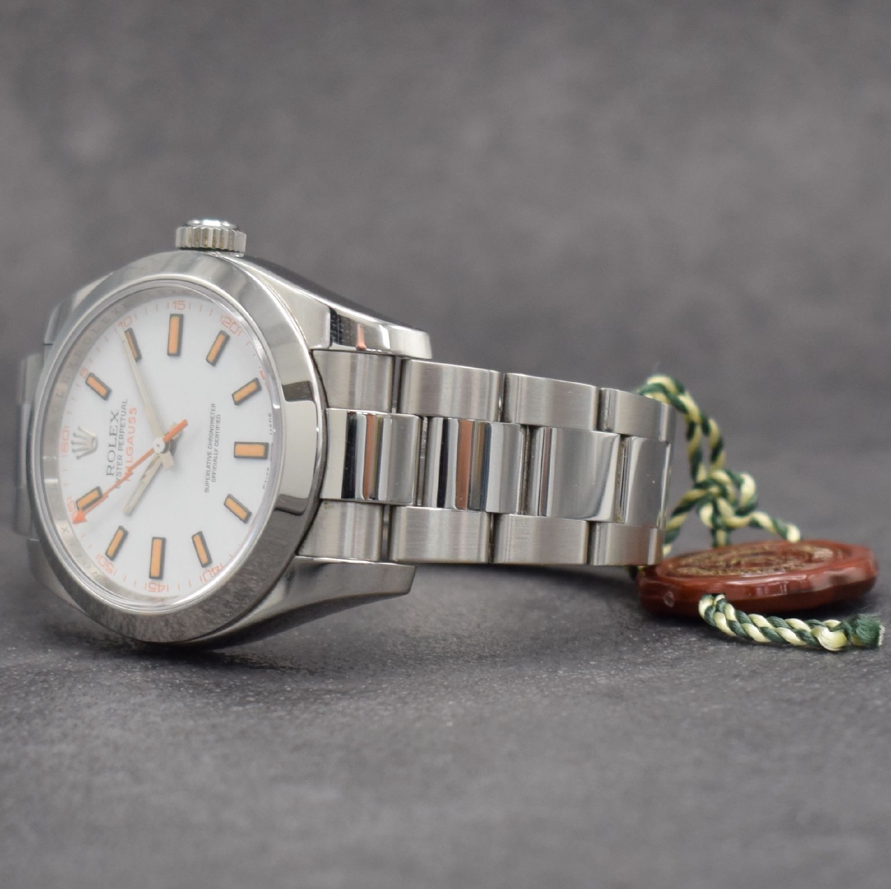 Detail c: ROLEX Herrenarmbanduhr Oyster Perpetual Milgauss, Automatik, Ref. 116400, Geh.-Nr. M437888, LC 100, Edelstahlgehäuse inkl. Oysterband, spezielles ...