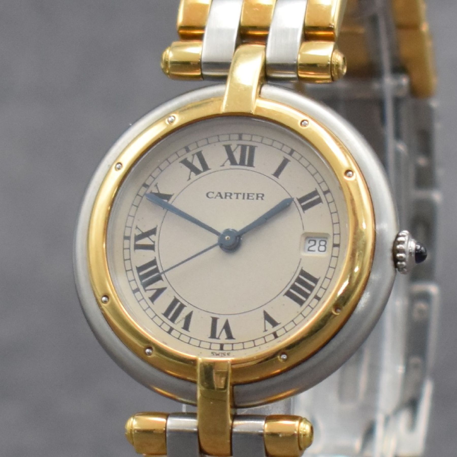 Detail c: CARTIER Damenarmbanduhr Panthere Ronde, Schweiz um 2000, Ref. 183964, Edelstahl/Gold kombiniert inkl. Gliederband m. dopp. Faltschl., quarz, Boden ...