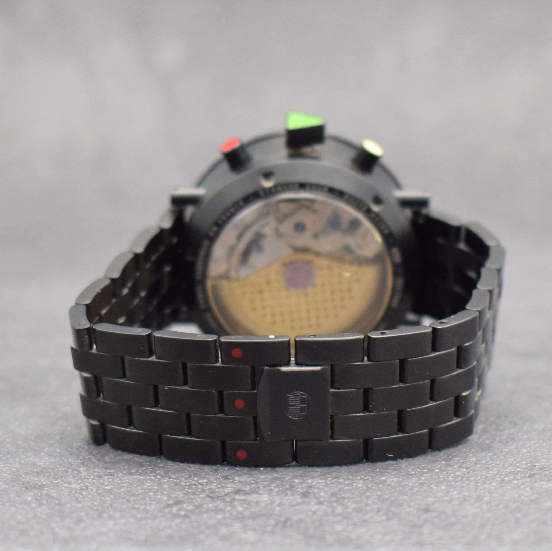 Detail d: ALAIN SILBERSTEIN Herrenarmbanduhr KRONOMARINE, Automatik, Schweiz um 1993, auf 500 Stück limitiertes Sondermodell, PVD beschichtetes Edelstahlgeh. ...