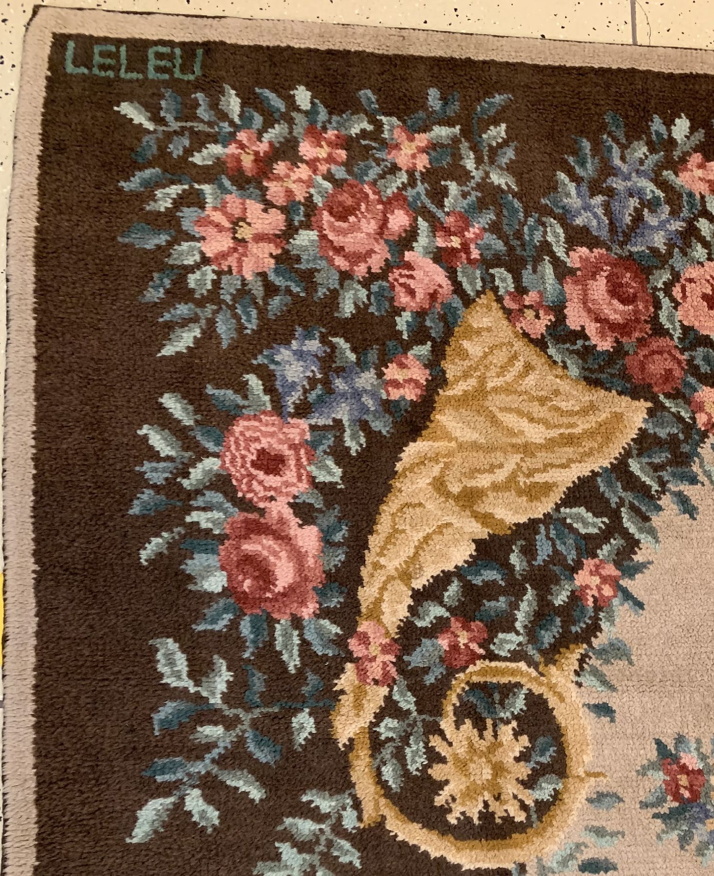 Detail d: Art Deco Teppich (LELEU) Frankreich, um 1940/1950, Wolle geknüpft auf Baumwolle, französische Künstlerin Paule LELEU (1906-1987), ca. 315 x 295 ...