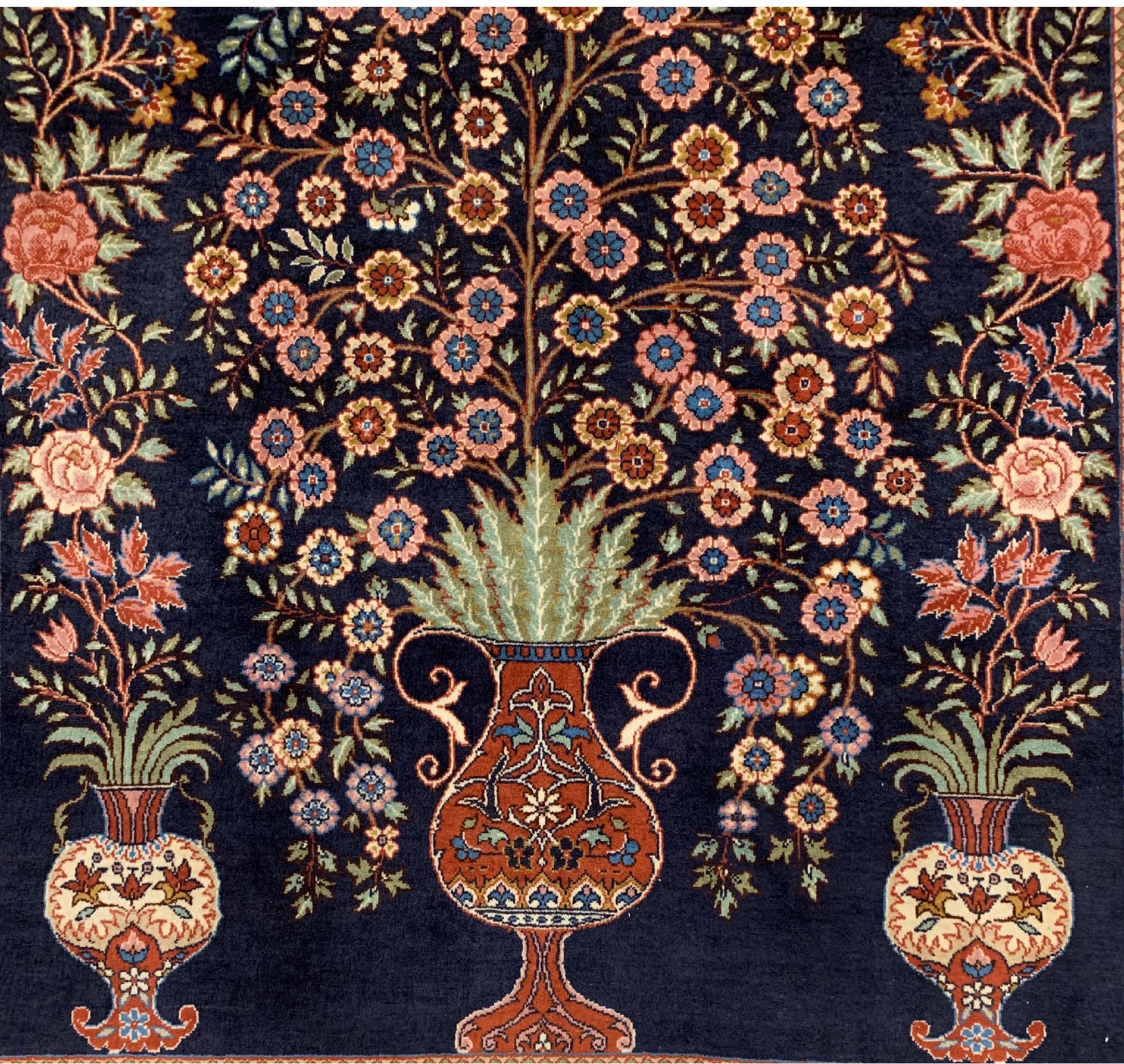 Detail c: Feiner signierter Teheran alt, Persien, um 1950, Korkwolle geknüpft auf Baumwolle, ca.200 x 130cm, EHZ: 2(Sehr guter Zustand)