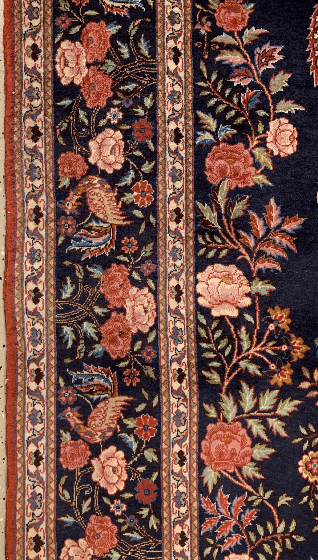 Detail d: Feiner signierter Teheran alt, Persien, um 1950, Korkwolle geknüpft auf Baumwolle, ca.200 x 130cm, EHZ: 2(Sehr guter Zustand)