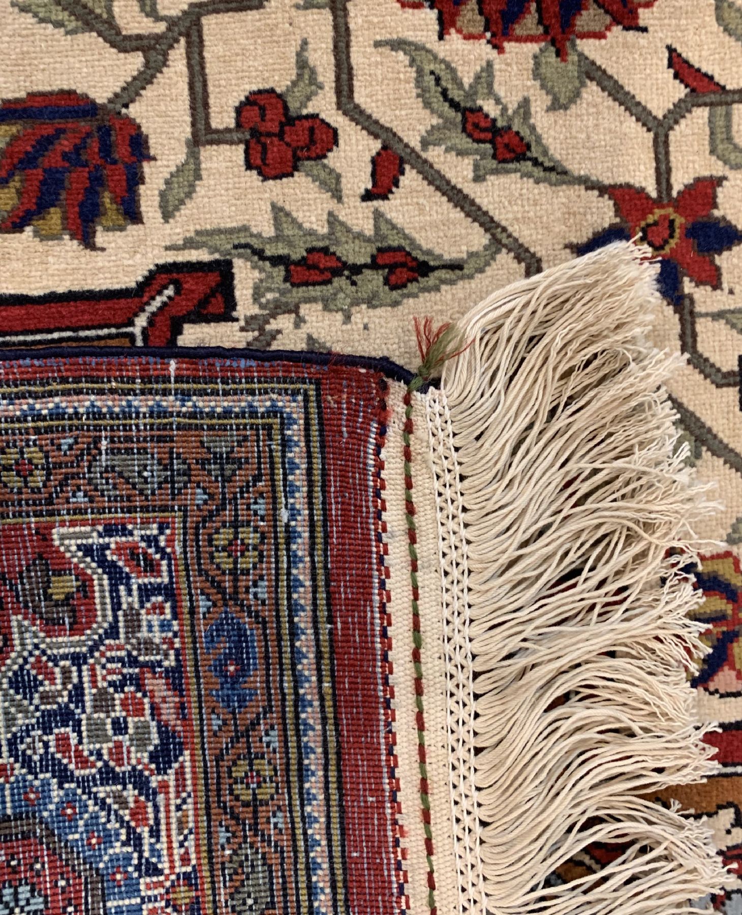 Detail d: Sarogh Farahan Auftragsarbeit(Sadaghian&Ghaseti), Persien, um 1950/1960, Korkwolle geknüpft auf Baumwolle, ca. 194 x 121 cm, EHZ: 2 (Sehr guter ...