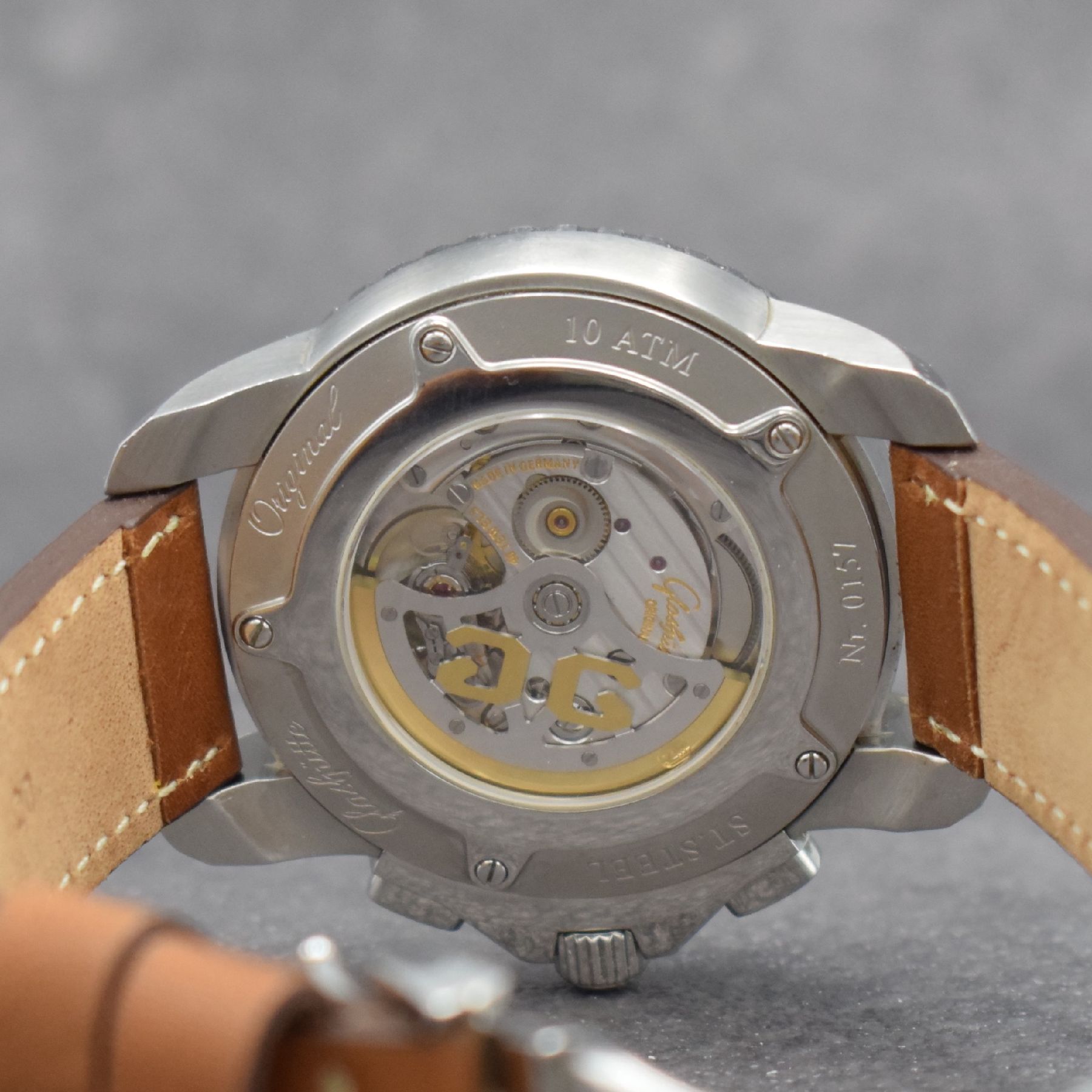 Detail g: GLASHÜTTE ORIGINAL Herrenarmbanduhr Sport Evolution GMT, Automatik, Deutschland um 2012, Ref. 39-55-43-03-14, Edelstahlgeh. inkl. Lederband m. orig. ...