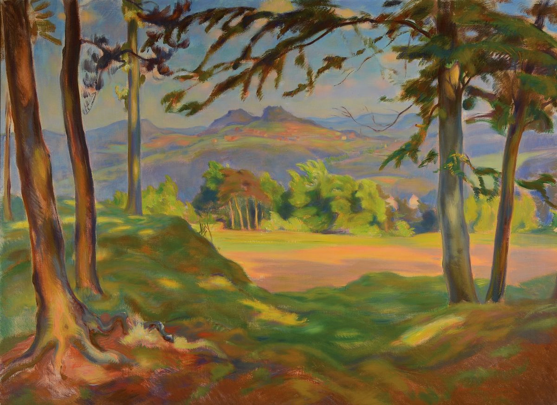 Hermann Croissant, 1897-1963 Landau, Wasgaulandschaft, Öl/Lwd, rechts unten signiert, ca. 85x112/100x125cm, Rahmen