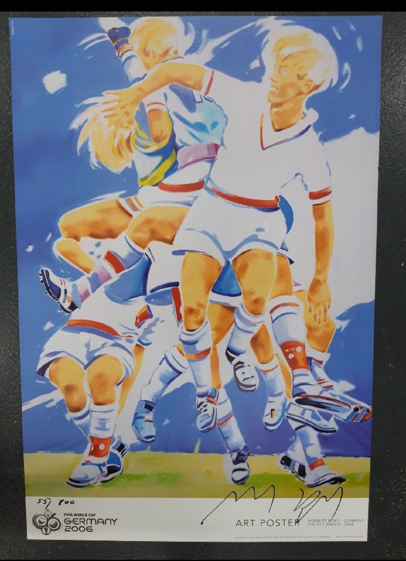 Norbert Bisky, geb. 1970,, "The perfekt Match", handsigniert, num. 55/800, anläßlich der WM von 2006 von der FIFA aufgelegt, er ehem. VK ...