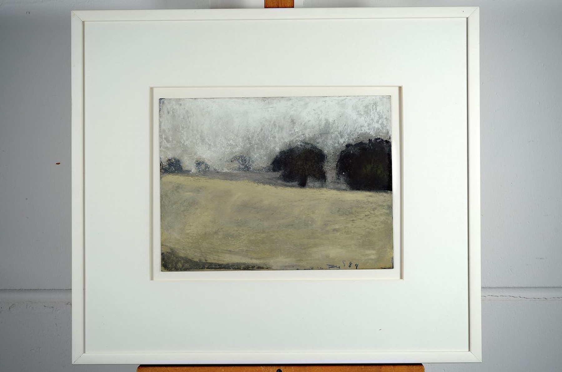 Detail k: Klaus Fußmann, geb. 1938 Velbert, Pastell auf Büttenpapier, Rapsfeld mit Bäumen in der Dämmerung, handsigniert und datiert 1989, Blattgr. 30 x 40 ...