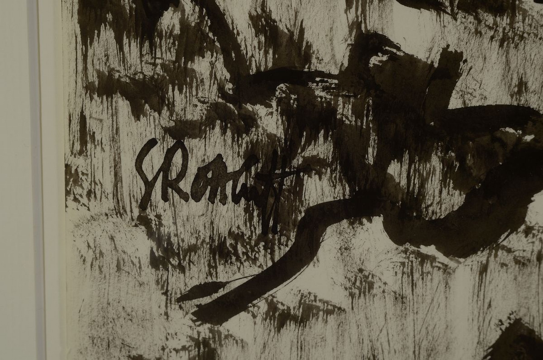 Detail a: Karl Schmidt-Rottluff, 1884 - 1976, Tusche auf Velin, Landschaft mit Bäumen, links unten mit Tusche handsigniert und mit Bleistift mit Werknummer ...