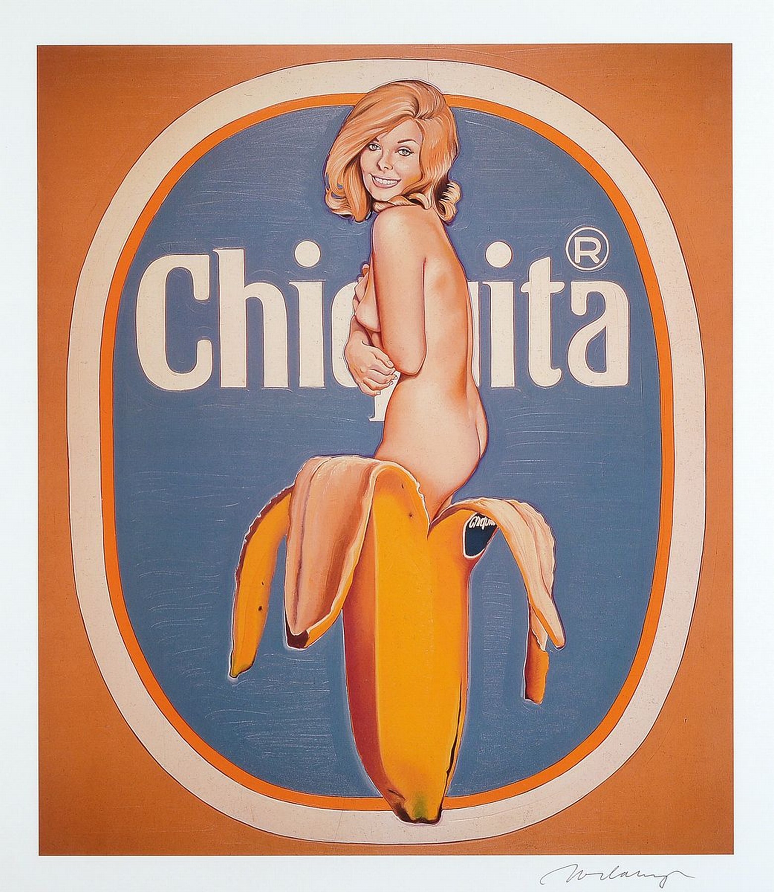 Mel Ramos, 1935 - 2018, Offset, handsigniert, Chiquita, nur wenige handsignierte Exemplare, Blattgr. 54 x 47 cm aus dem Jahre 2003, unter Glas, ...