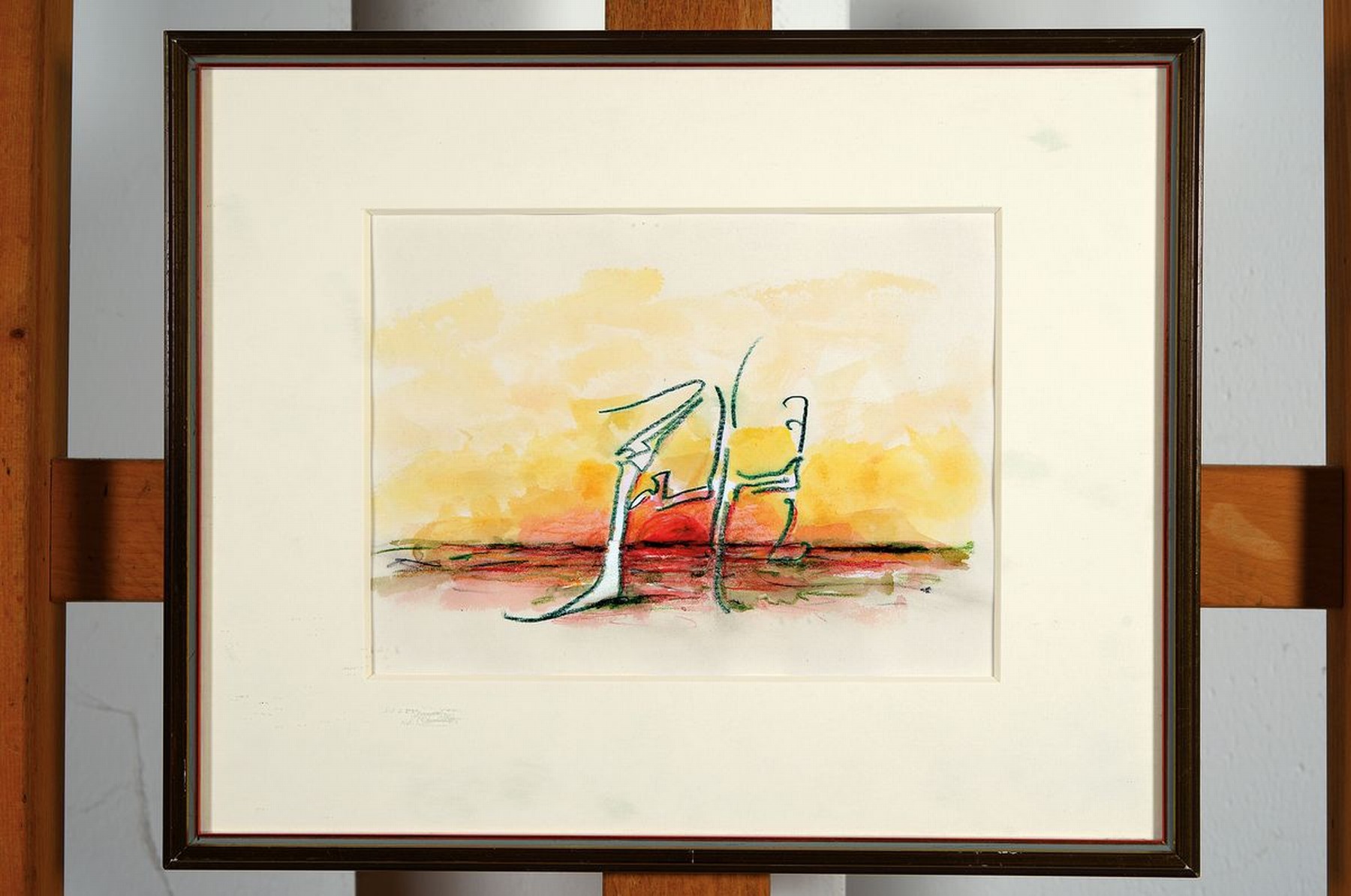 Detail k: Horst Janssen, 1929 - 1995, Buntstift/Aquarell/Papier, Unikat, atmosphärischer Sonnenuntergang, handsigniert,aus 1970, PP. ca. 14 x 19 cm, unter ...