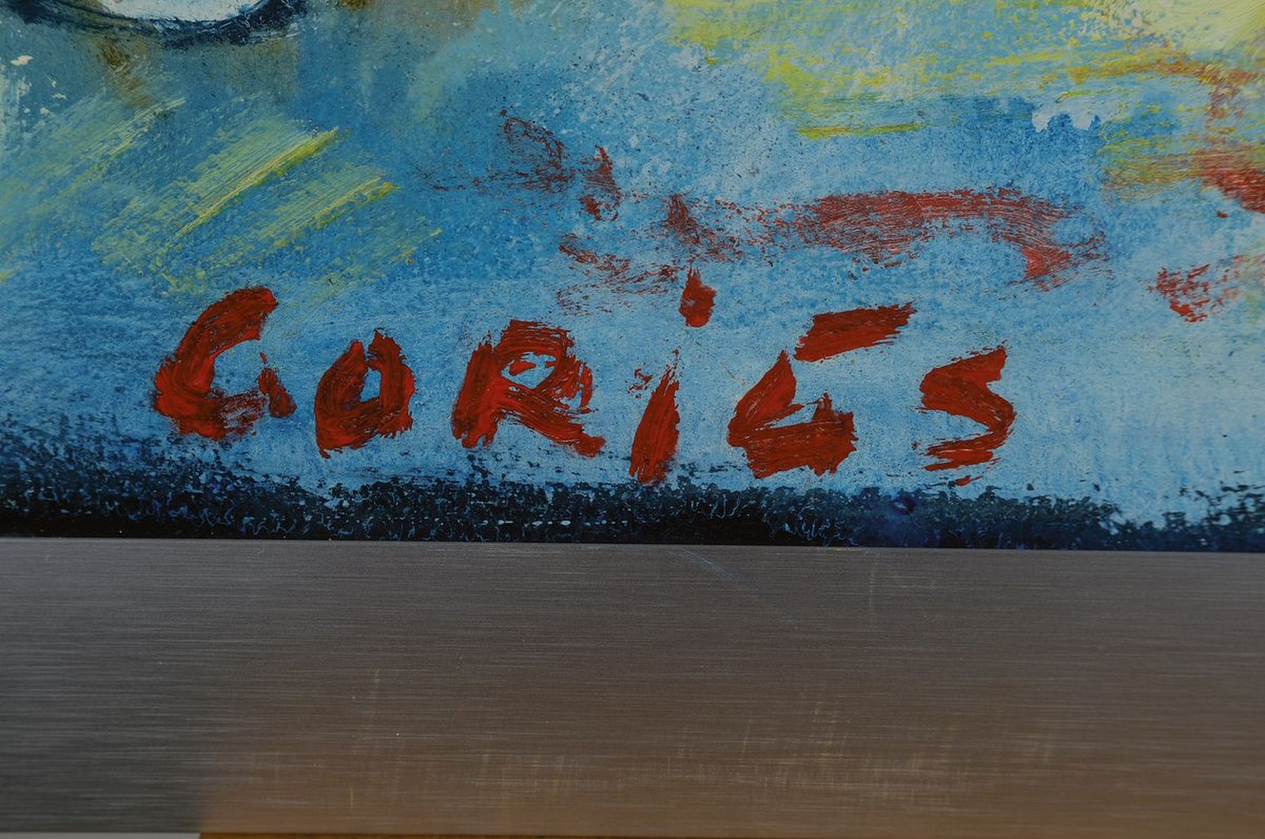 Detail a: Wolfgang Gorius, 1932 Hagen/Westfalen-2003 Saarbrücken, Hund und Prinzessin Katz, Öl/Malkarton, links unten signiert, ca. 80x60cm, R. ca. 87x67cm