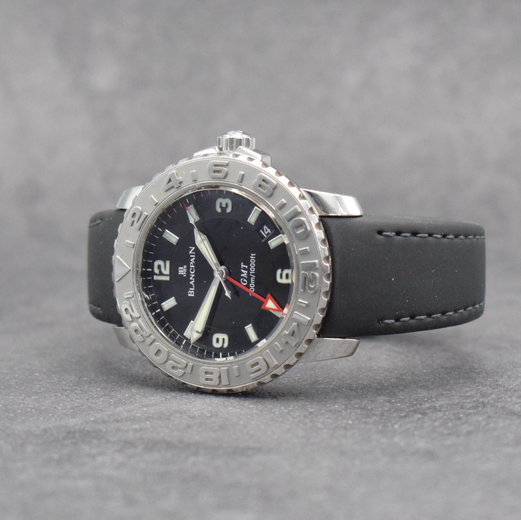 Detail b: BLANCPAIN GMT Trilogy Collections Herrenarmbanduhr in Stahl, Schweiz lt. orig. Papier verk. 09/1999, Automatik, pol. Geh., beids. drehb. Lünette m. ...