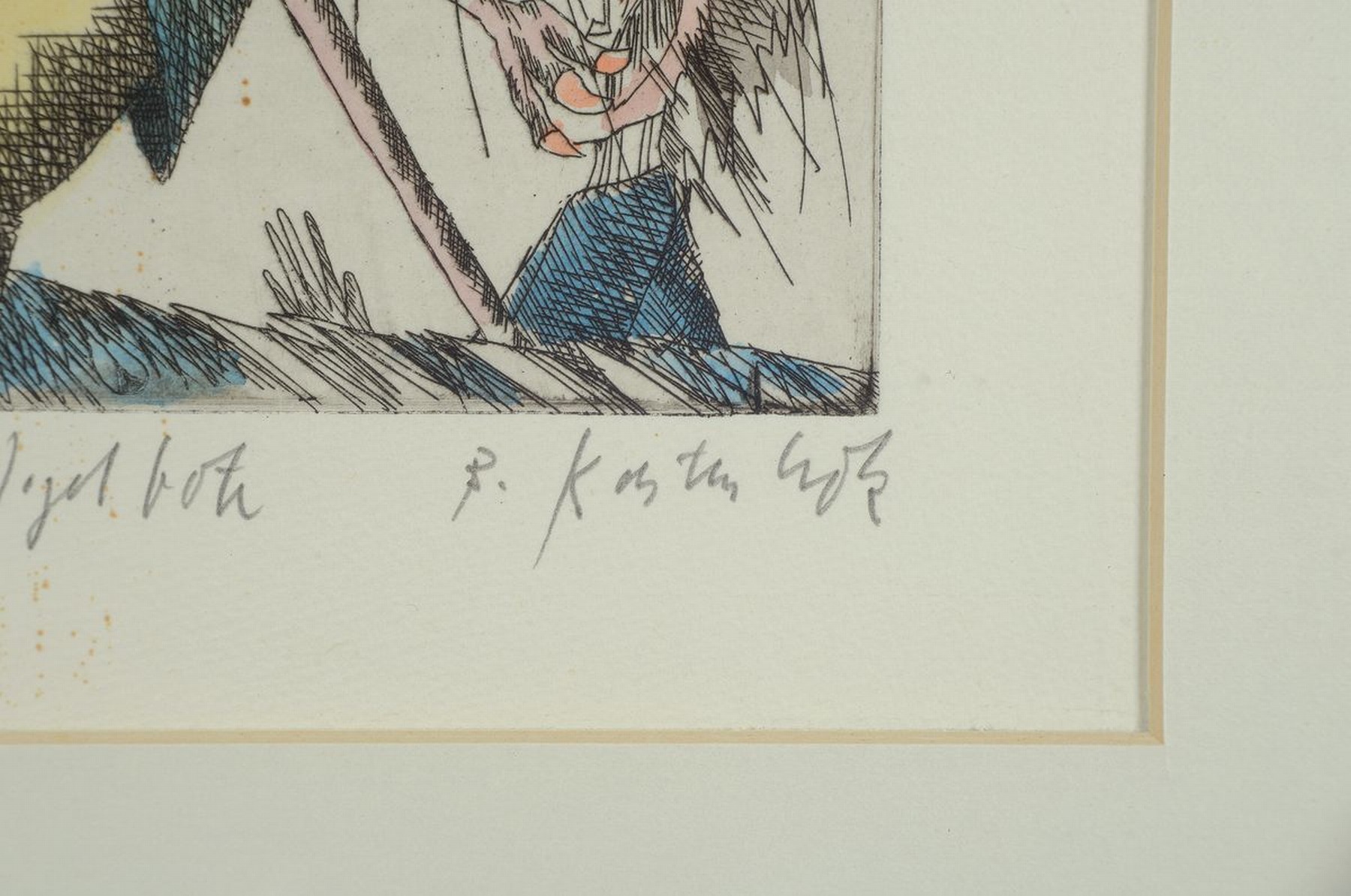 Detail c: Bernd Kastenholz, geb. 1949 Speyer, 4 Farbradierungen: Flammende Feder, Vogelbote, Vogelkonzert und Nestpaarung, alle handsign. und num., aus dem ...