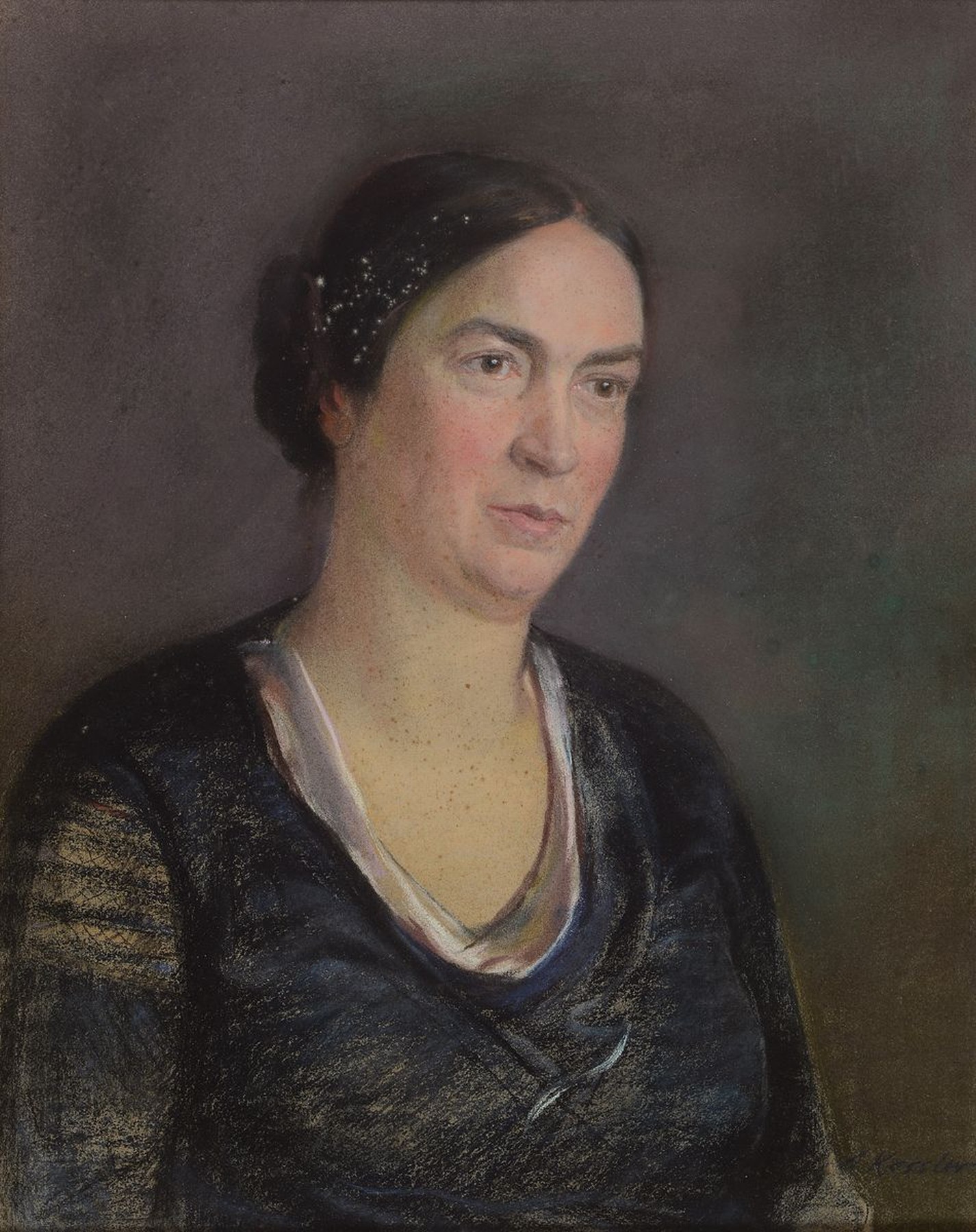 Detail b: Adolf Kessler, 1890 Godramstein-1974 Landau,3 Porträts aus einer Winzerfamilie, Heinrich, Marie und Hanno Messerschmitt aus Landau- Godramstein, ...