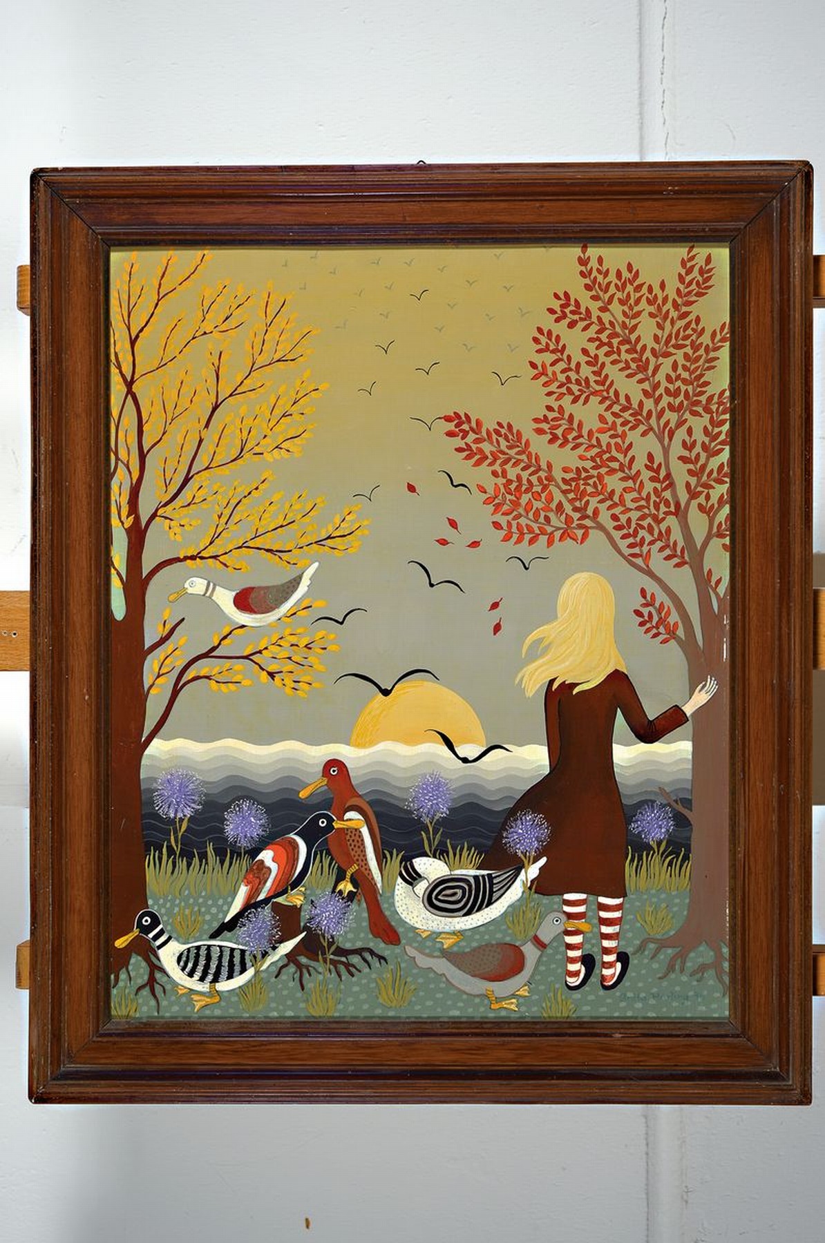 Detail k: Anita Büscher-Harling, 1940 Oggersheim-2012 Königsbach/Wstr., Die Wildenten, Öl/ Malkarton, signiert, ca. 50x40cm, R. ca. 58x48cm