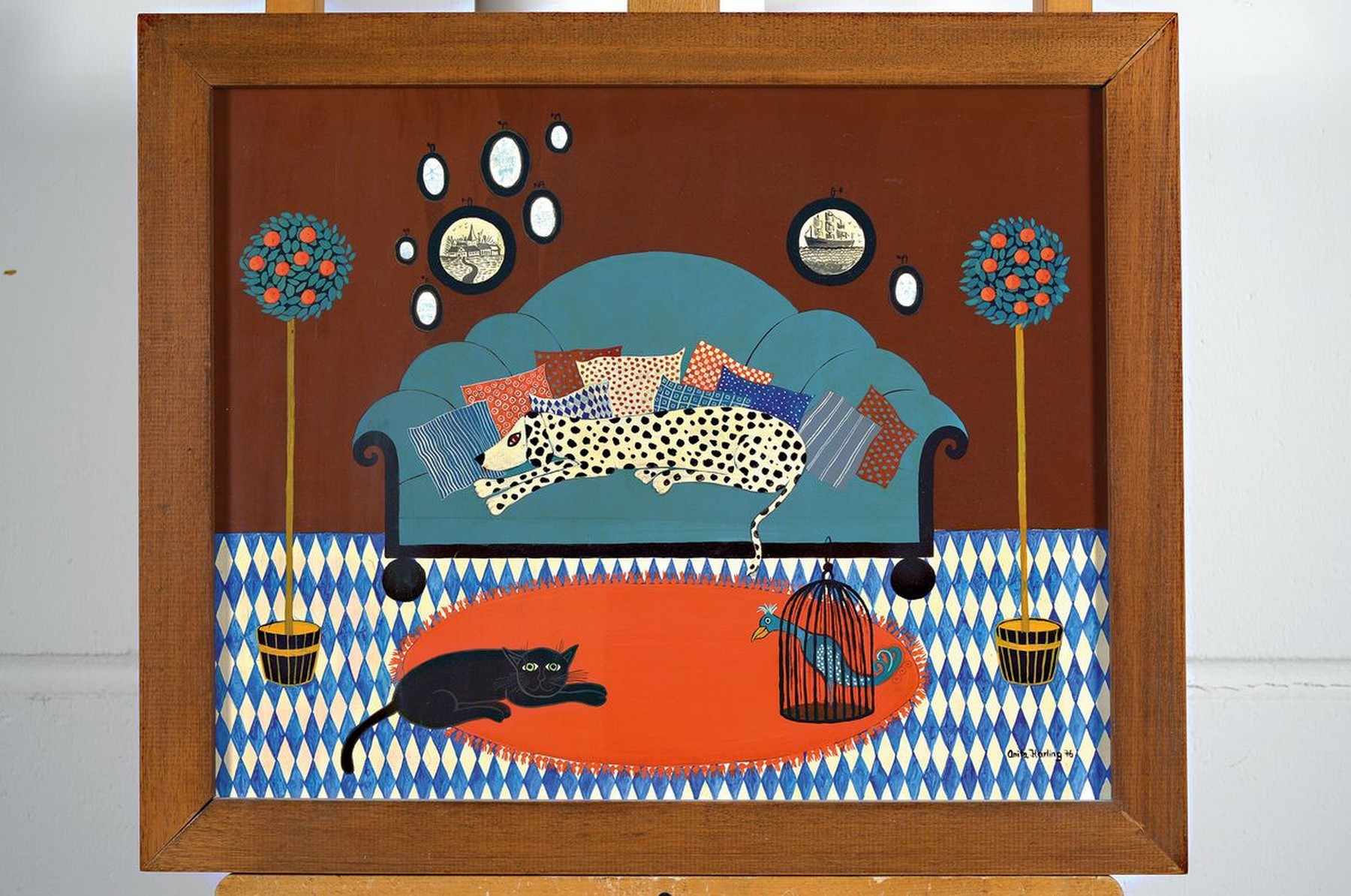 Detail k: Anita Büscher-Harling, 1940 Oggersheim-2012 Königsbach/Wstr., Siesta, Öl/Malkarton, signiert und dat. 76, ca. 40x50cm, R. ca. 48x58 cm