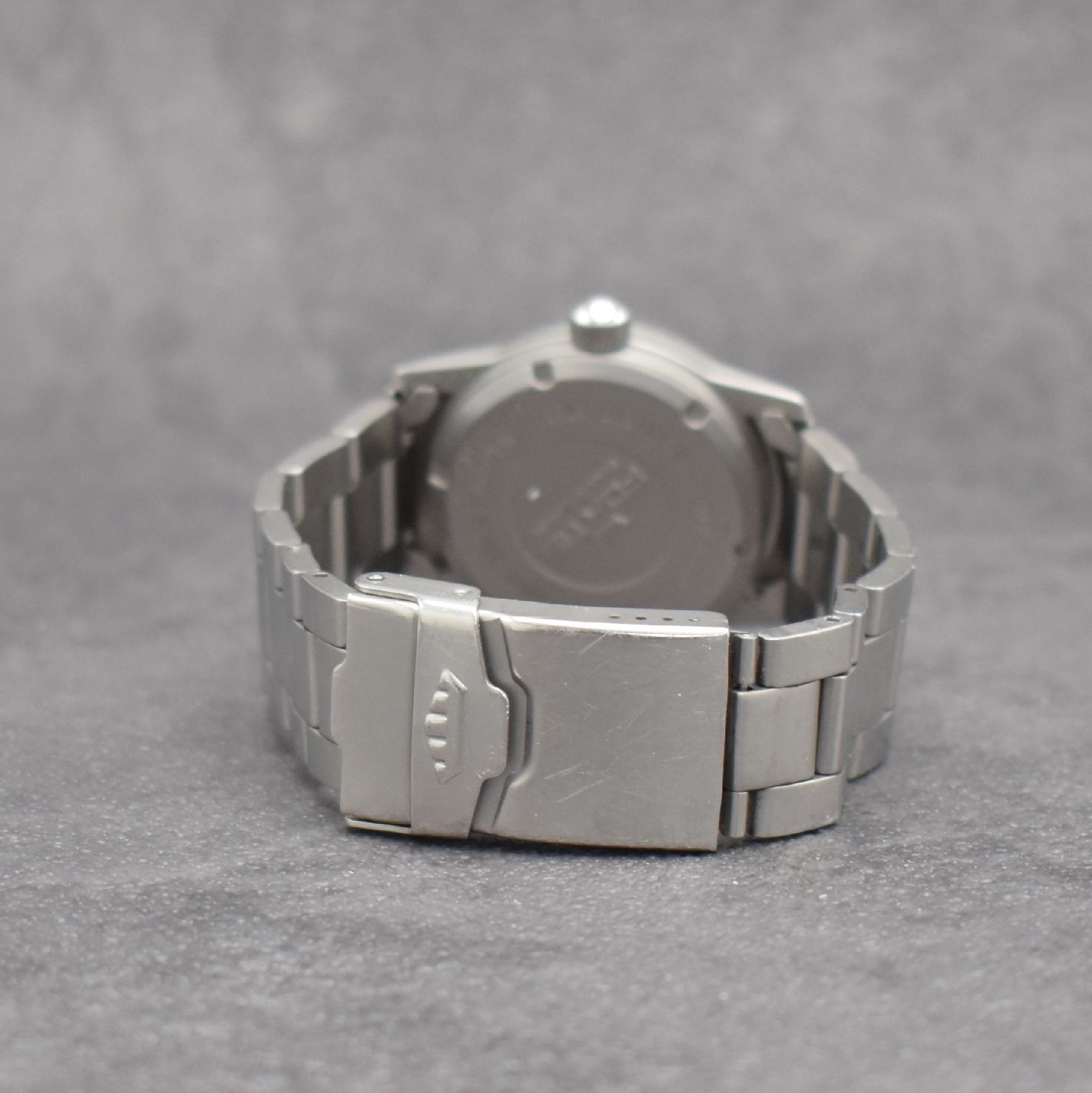Detail d: FORTIS GMT Armbanduhr in Stahl/Stahlband, Schweiz um 1990, Automatik, mattiertes Geh. Ref. 621.10.148, Boden & Krone verschr., schwarzes Zifferbl., ...