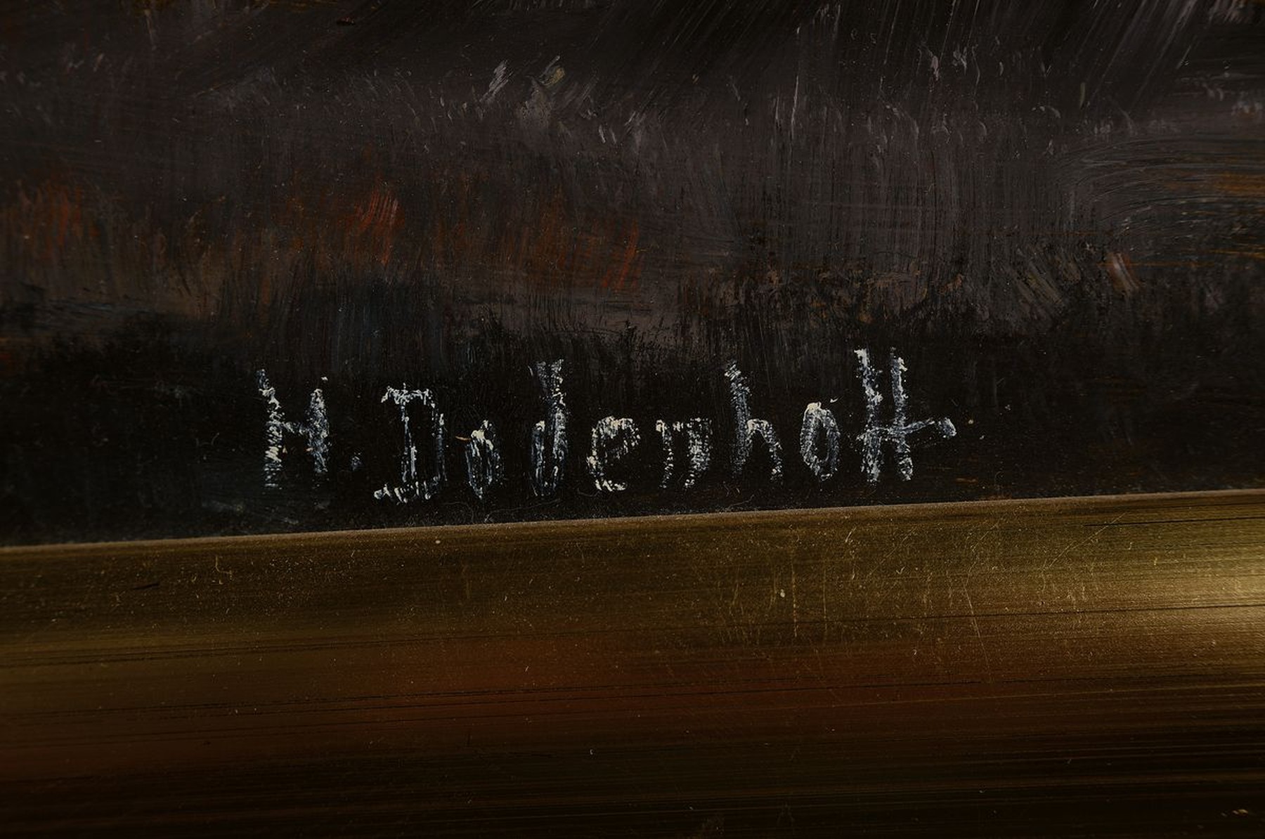 Detail c: Heinz Dodenhoff, 1889 Tarmstedt - 1981 Langen, worpsweder Maler, zwei Landschaften, a. "Die im Sturme stehen", 1974, verso mit Etikett ...