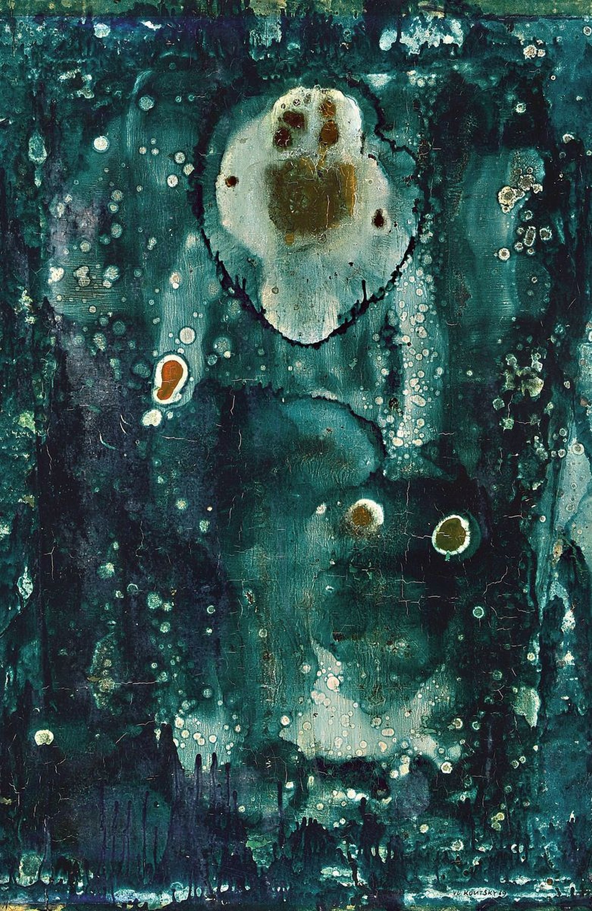 Vaclav Koutsky, 1907 Lisnice-1980 Prag, Abstrakte Komposition, Öl und Mischtechnik auf Papier, rechts unten signiert und dat. 69, ca. 60x40cm, PP, ...