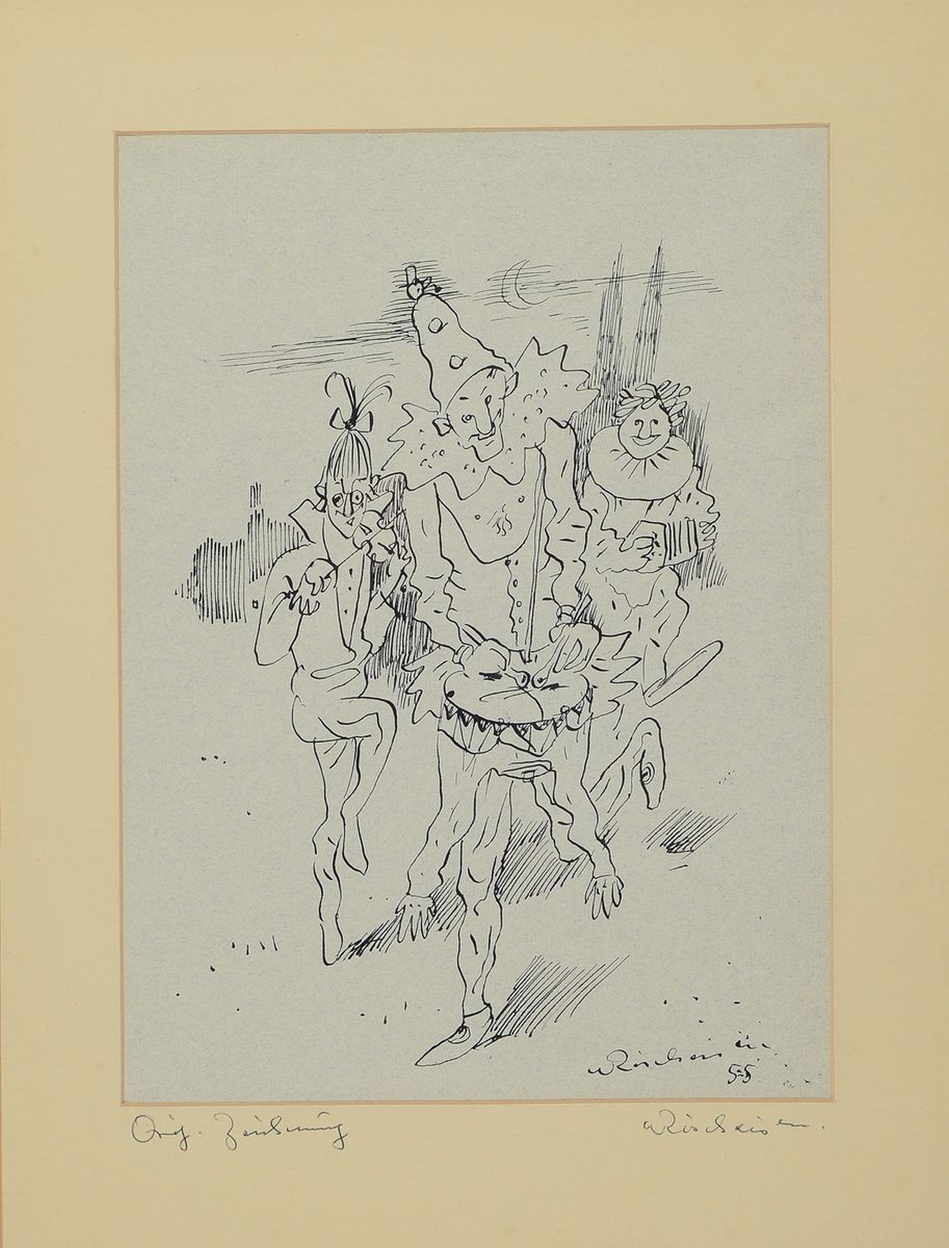 Willi Röscheisen, 1906-1972 Dortmund, bekannter deutscher Expressionist mit dem Hauptthema skurriler Clown-Motivik, 1945 Verlust des gesamten ...