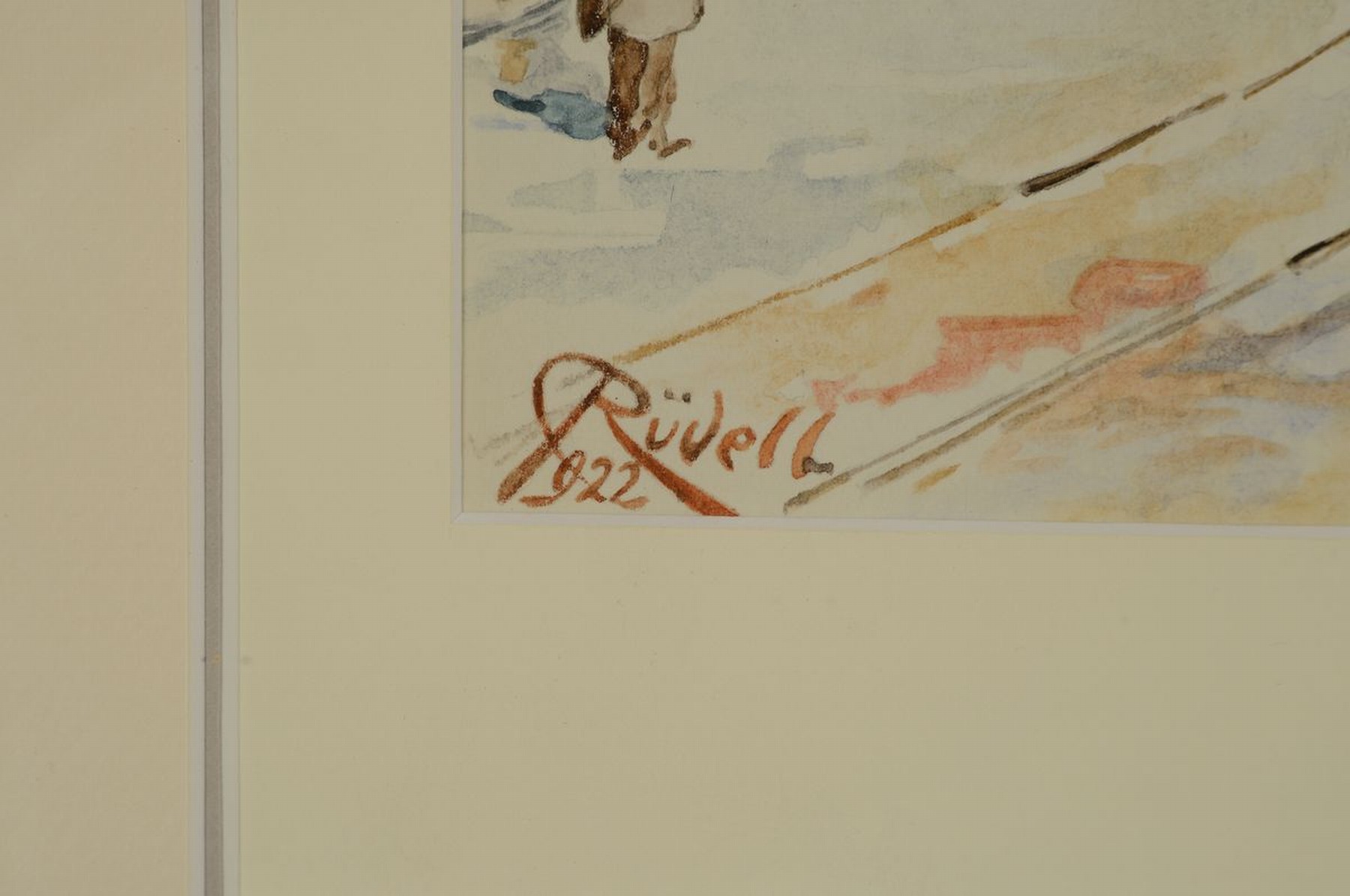 Detail a: Carl Rüdell, 1855 Trier-1939 Köln, deutscher Aquarellmaler und Architekt, bekannt für seine Motive aus Köln und dem Rheinland, hier: Der Neumarkt ...